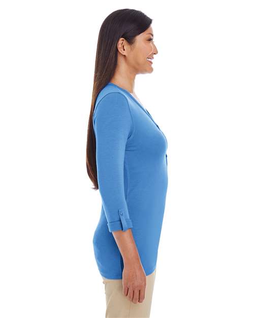Women's Perfect Fit™ Y-Placket Convertible Sleeve Knit Top - DP186W 6