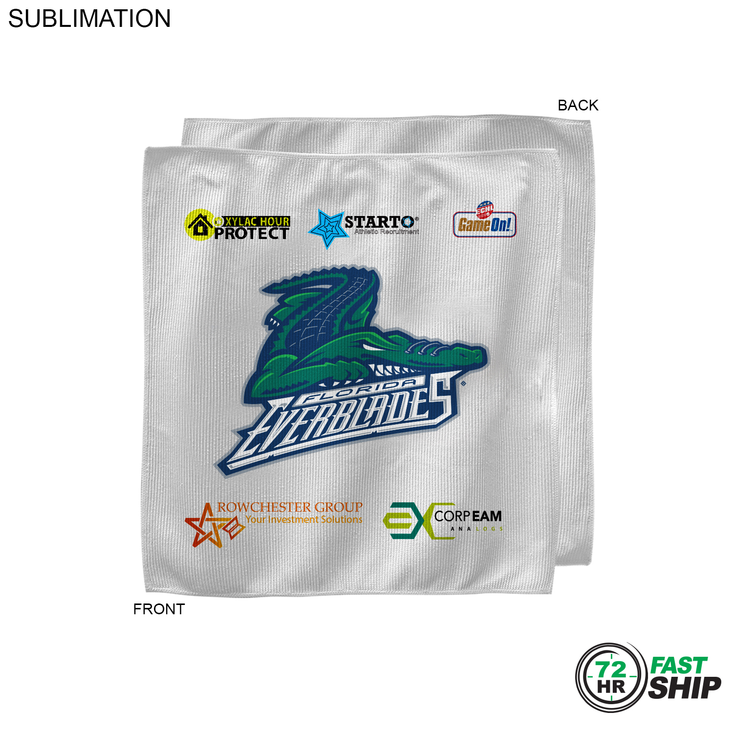 72 Hr Fast Ship - White Microfiber Dri-Lite Terry Sponsorship Rally Towel, 15x15, Sublimated 8