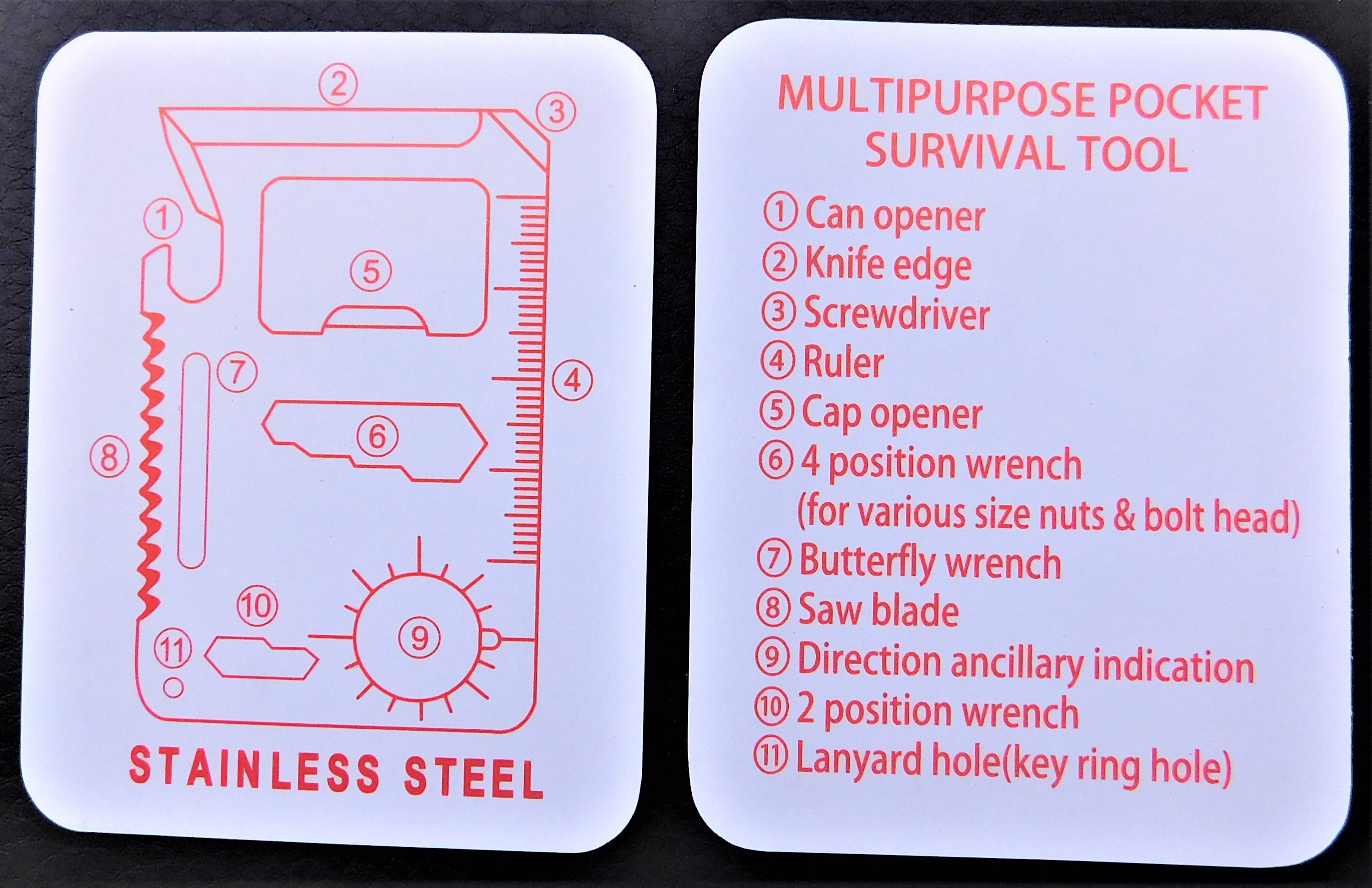 11-Function Survival Pocket Card Tool 3