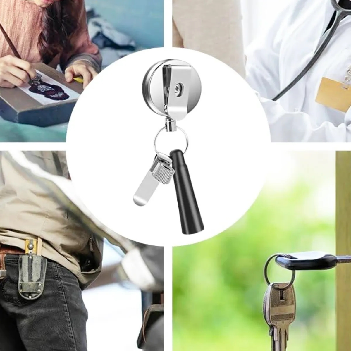 Retractable Badge Reel with Key Ring & Clip 7