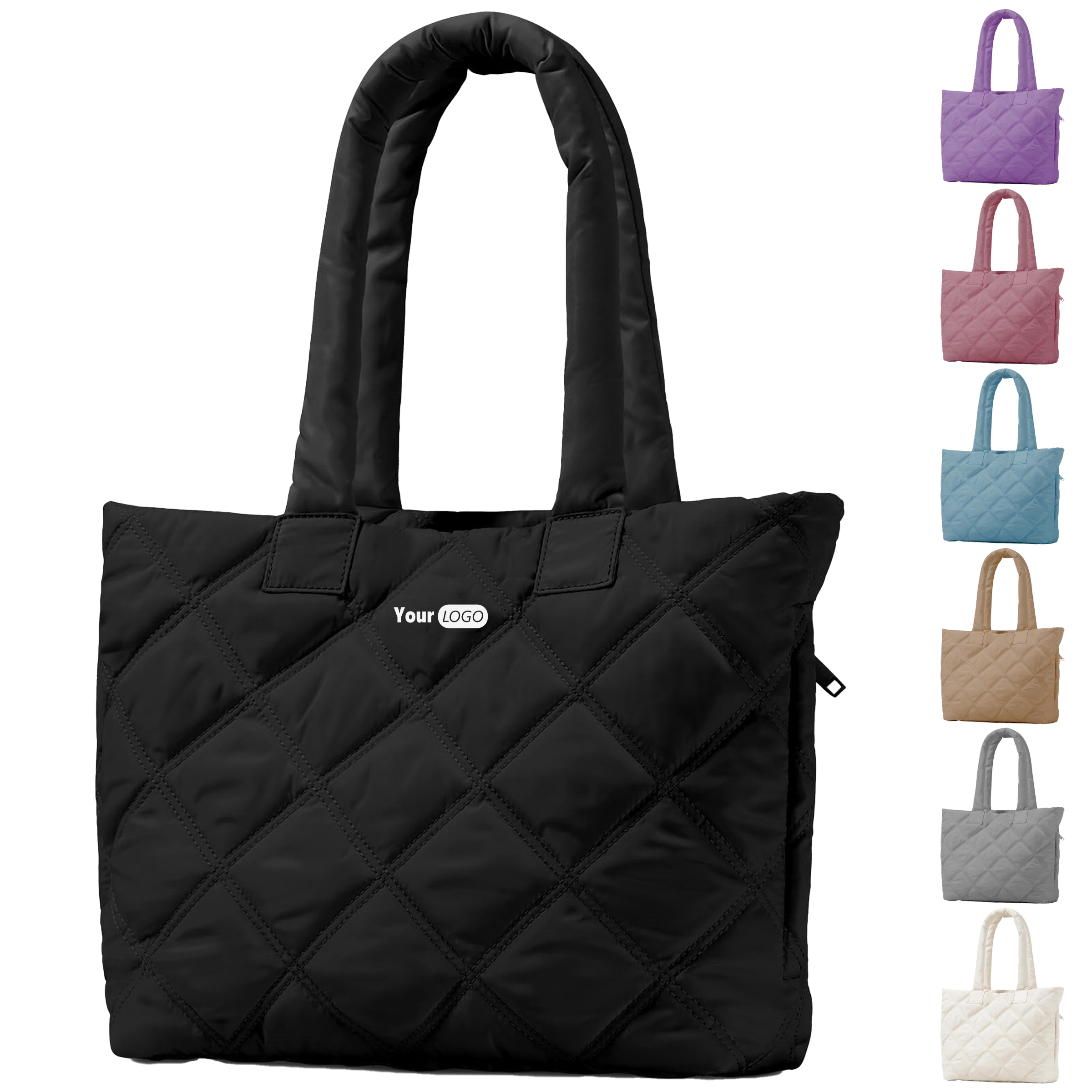 Nylon Solid Color Down Handbag 11