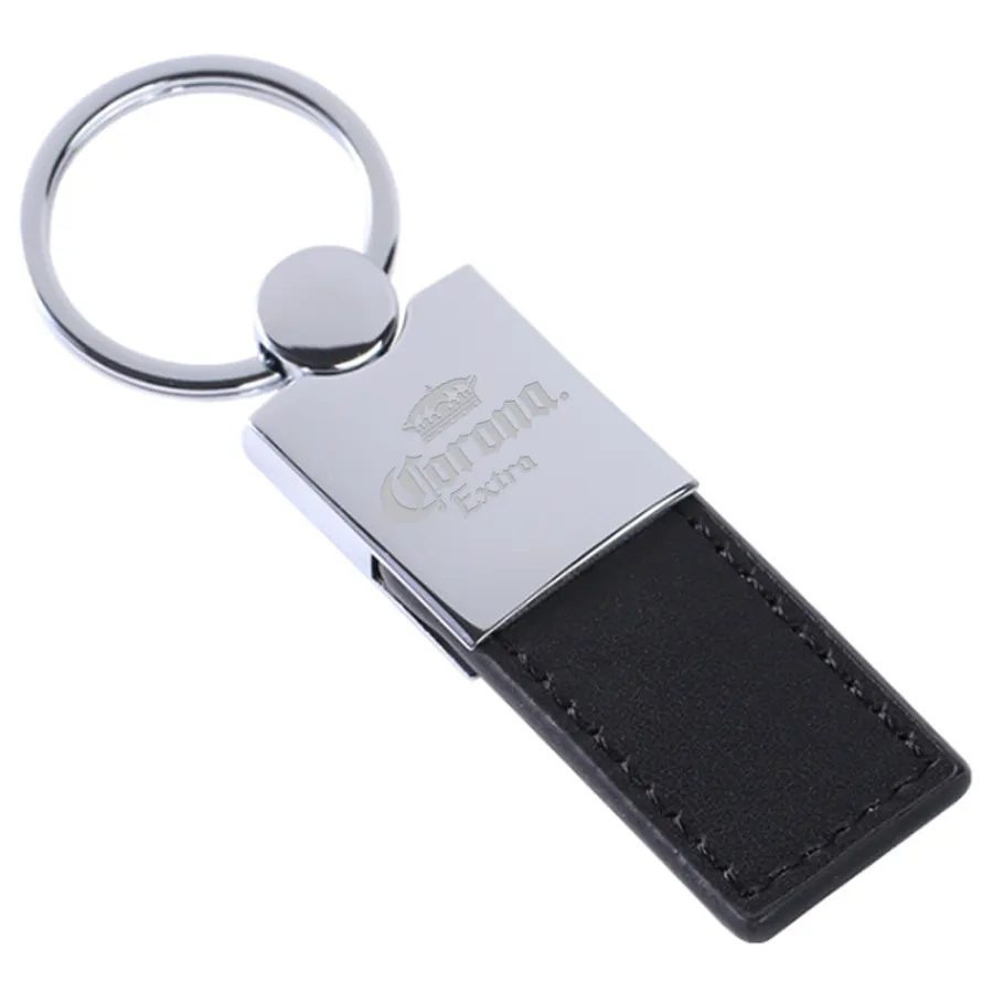 Polished Metal & Leather Keychain 4