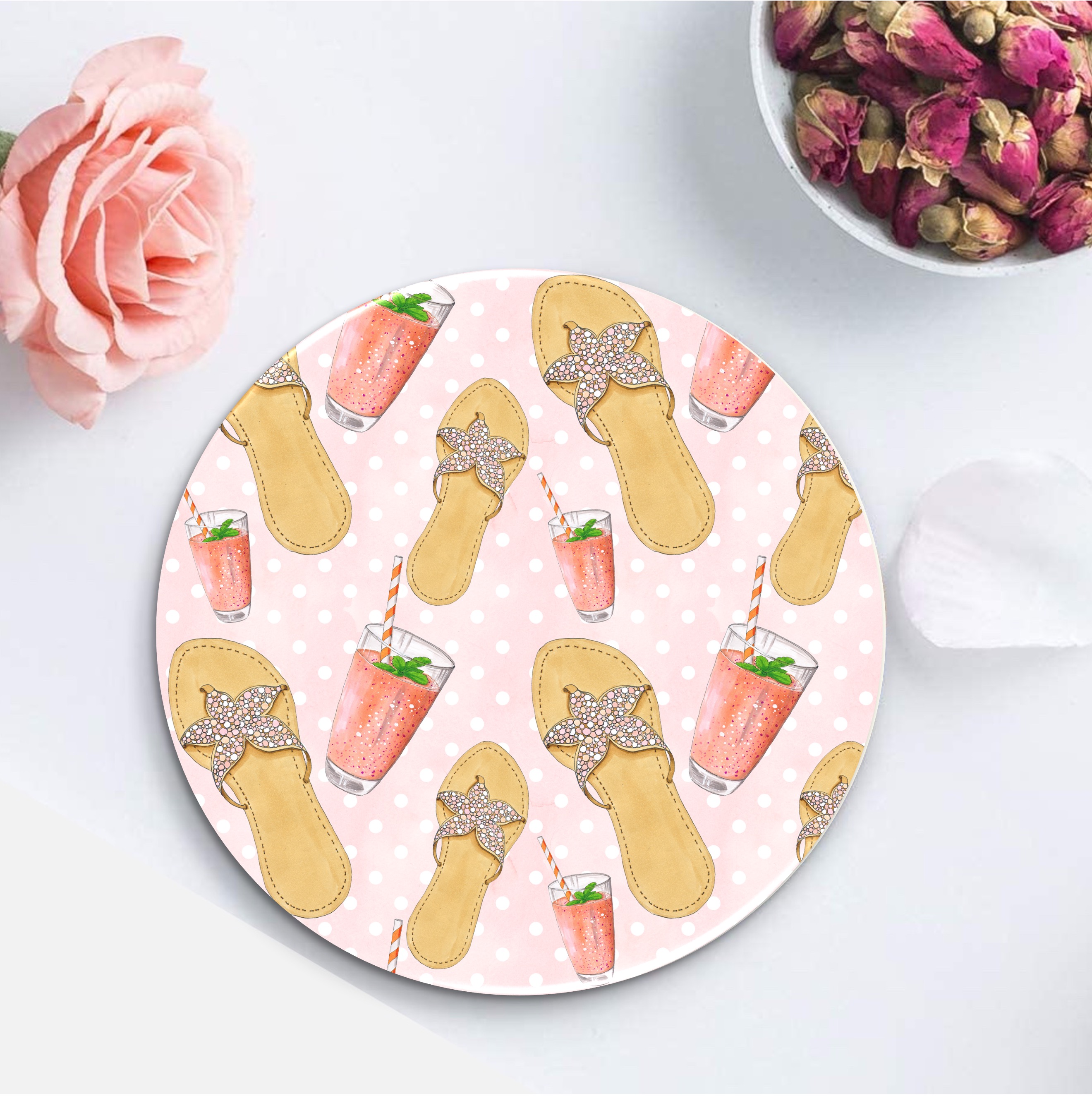 Custom Printed Round Absorbent Stone Coaster - Full Bleed 9