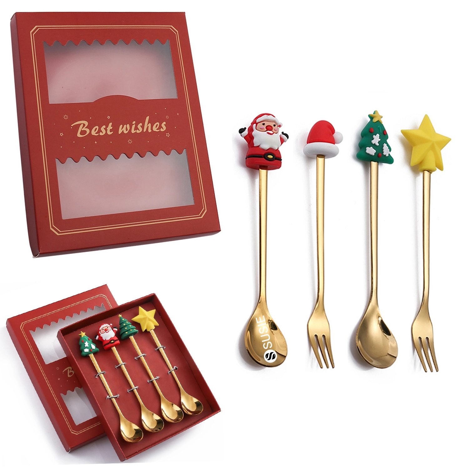 4Pcs Christmas Fork And Spoon Set 2