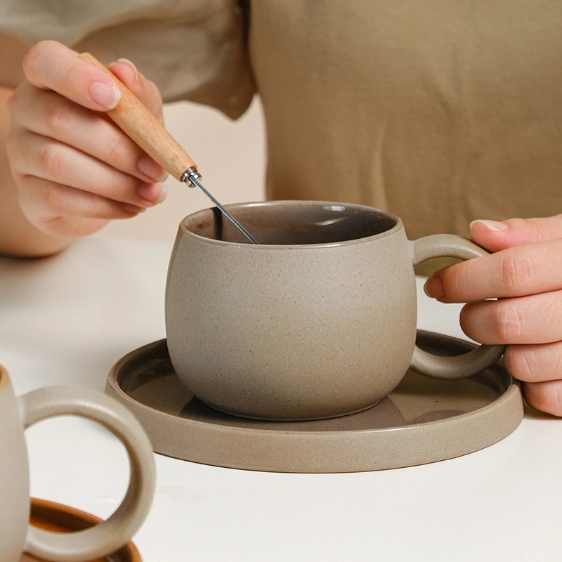 Custom 8 oz Ceramic Coffee Mug Saucer Set 4