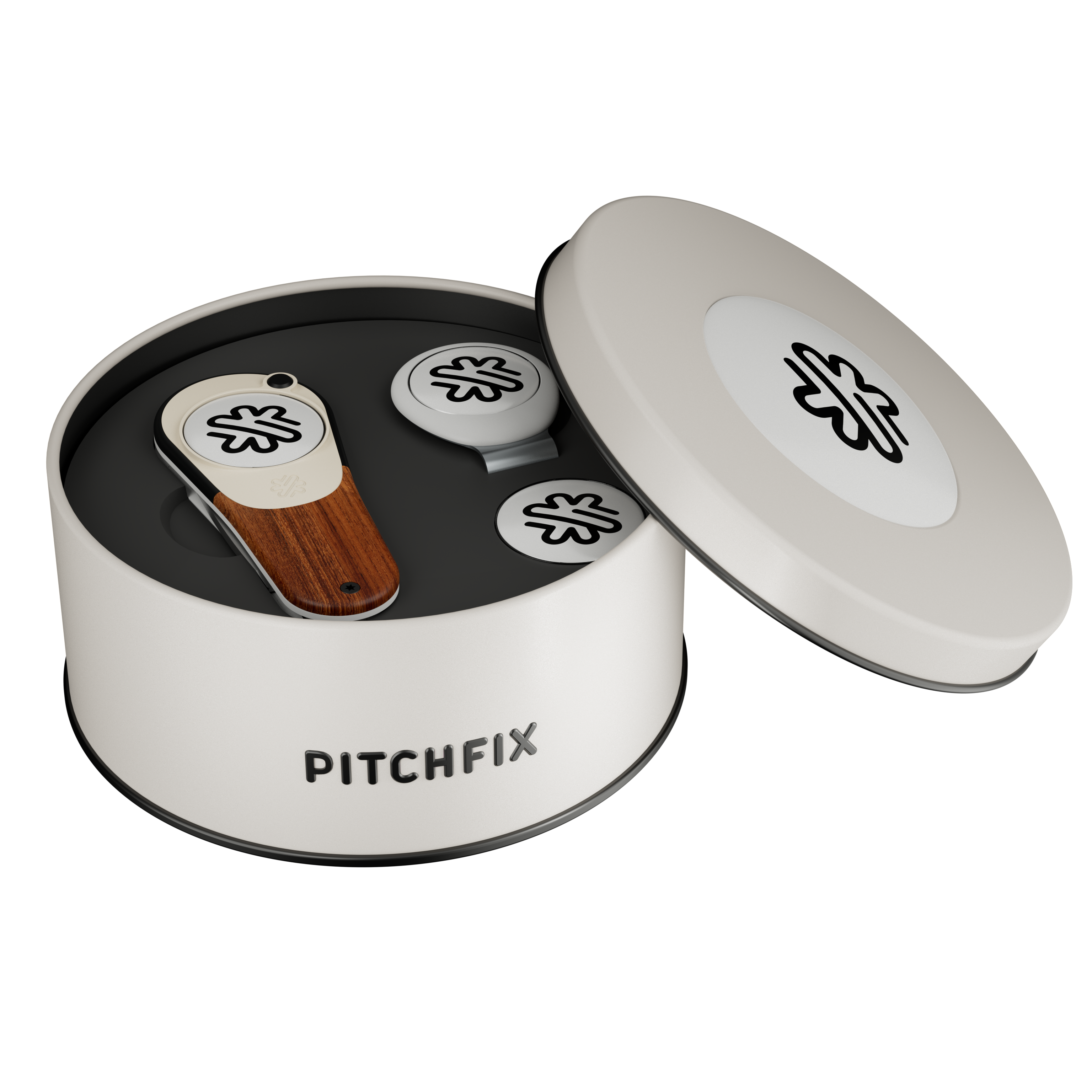 Pitchfix XL Golf Divot Tool in Round Tin with Hat Clip & Extra Ball Marker 3