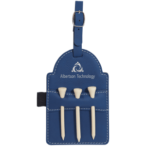 5" X 3 1/4" Laserable Leatherette Golf Bag Tag With 3 Wooden Tees 4