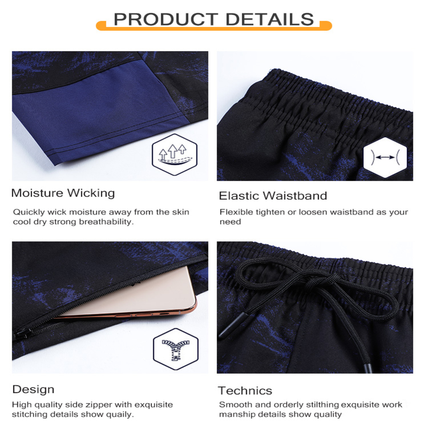 Men's Running Shorts w/Print- Stock Style 3 2