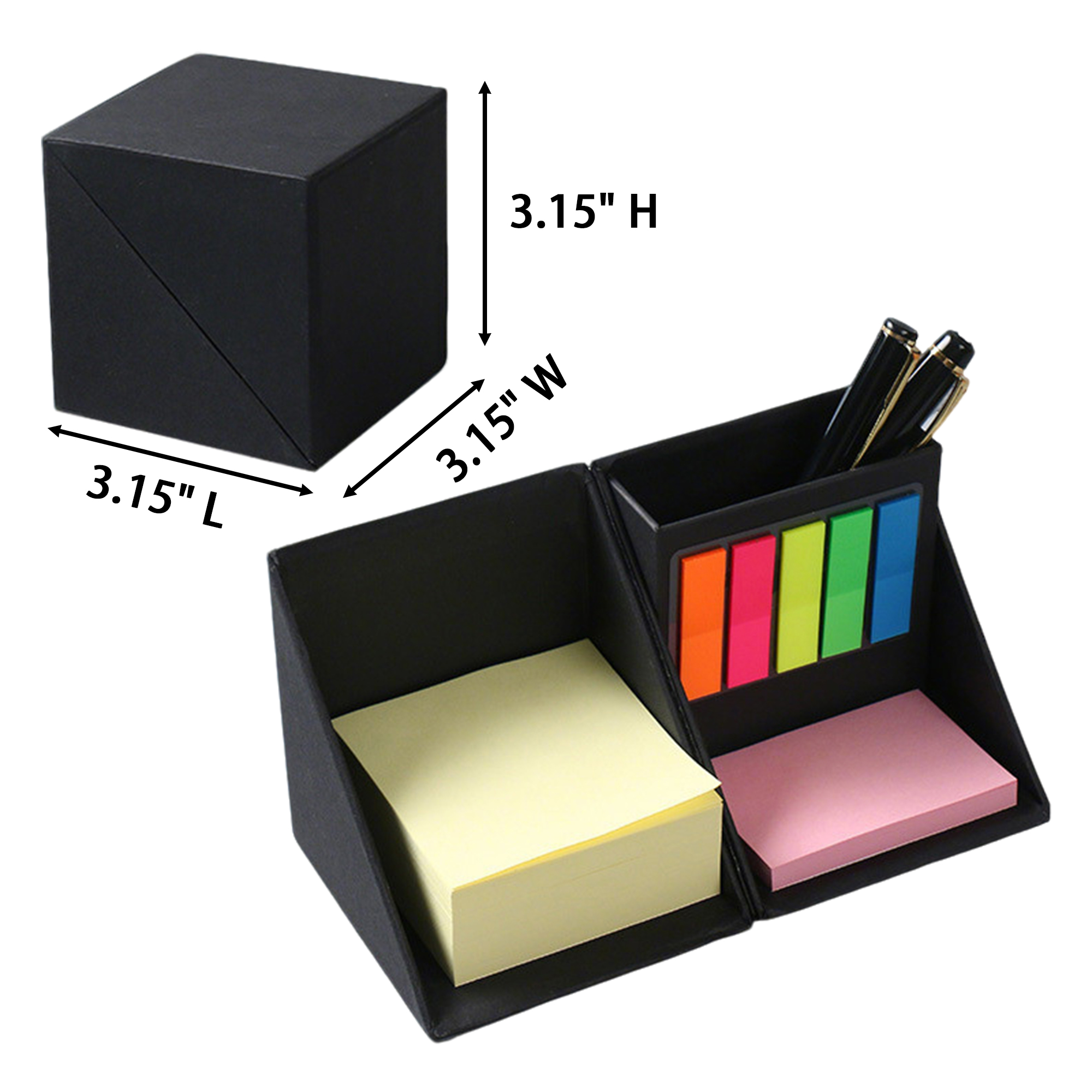 Kraft Desktop Sticky Note Set With Pen Holder 3.15" Cube 1