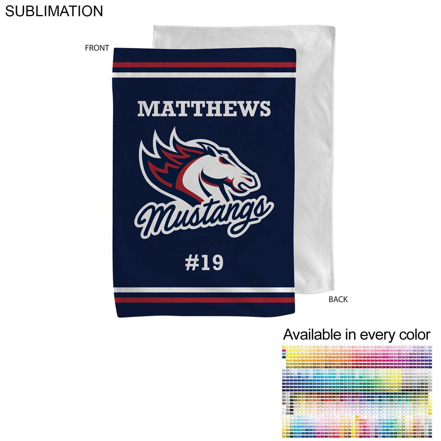 Team Towel in Microfiber Dri-Lite Terry, 12x18, Sublimated sports towel 14