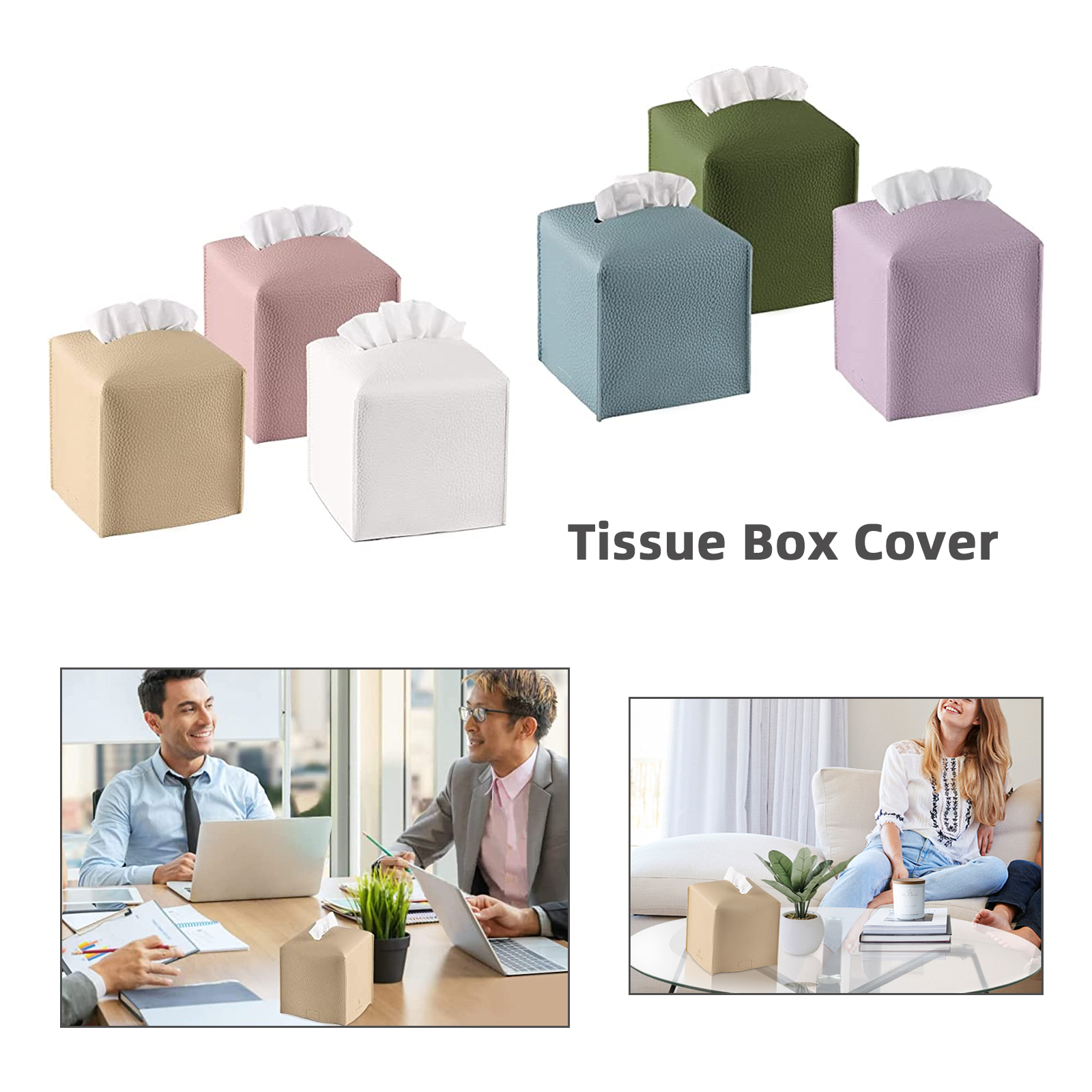 Square PU Leather Tissue Box Holder 2