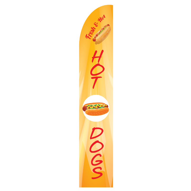 Hot & Fresh Hot Dogs Flag Kit with Poles 15' Feet Feather Flag Sign Outdoor Banner - Orange 1