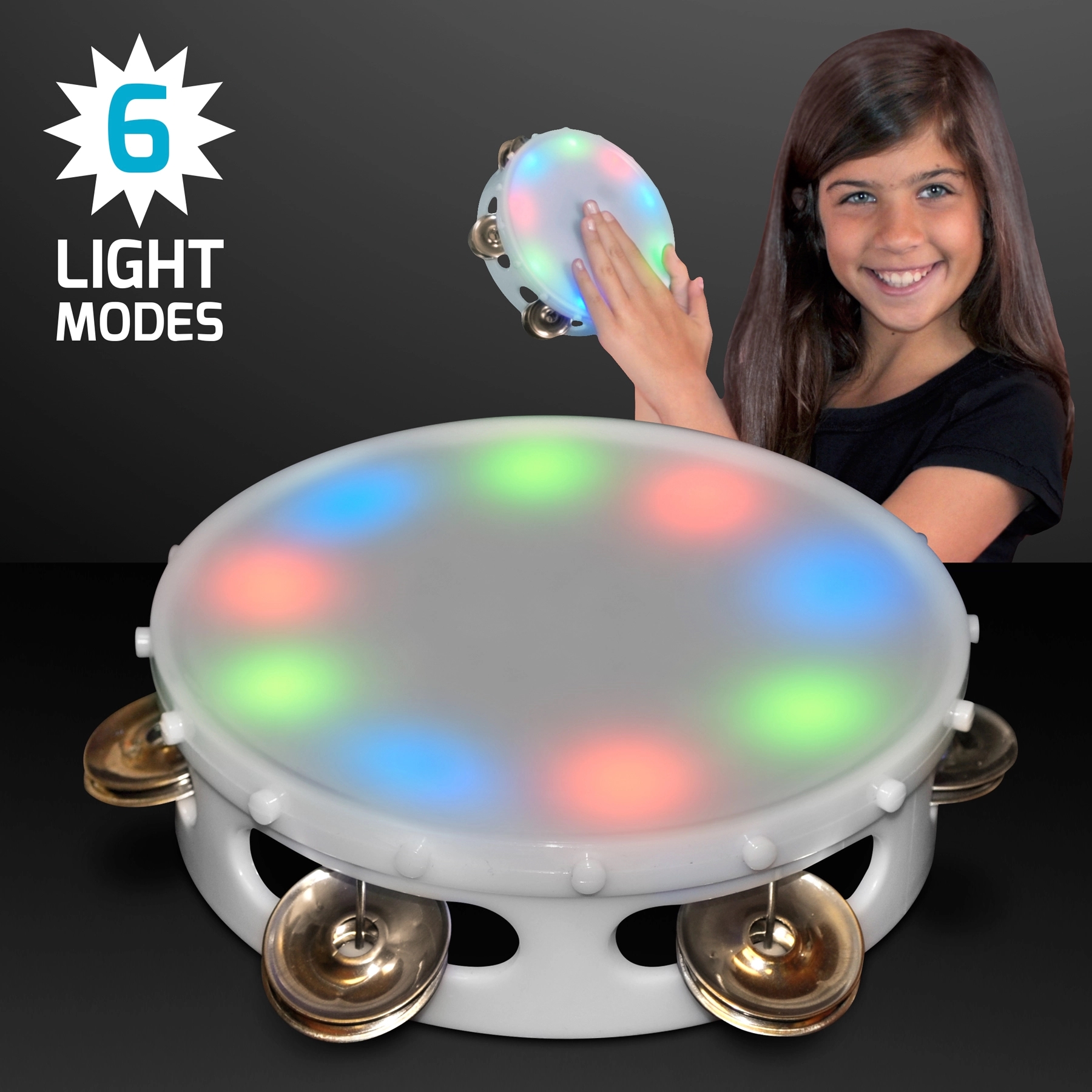 5" Light Up Round Tambourine Toy 2