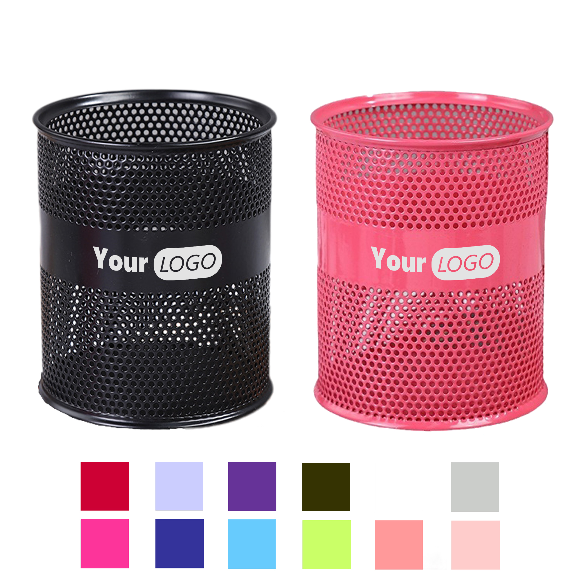 Round Perforated Metal Pen Cup Organizer 2