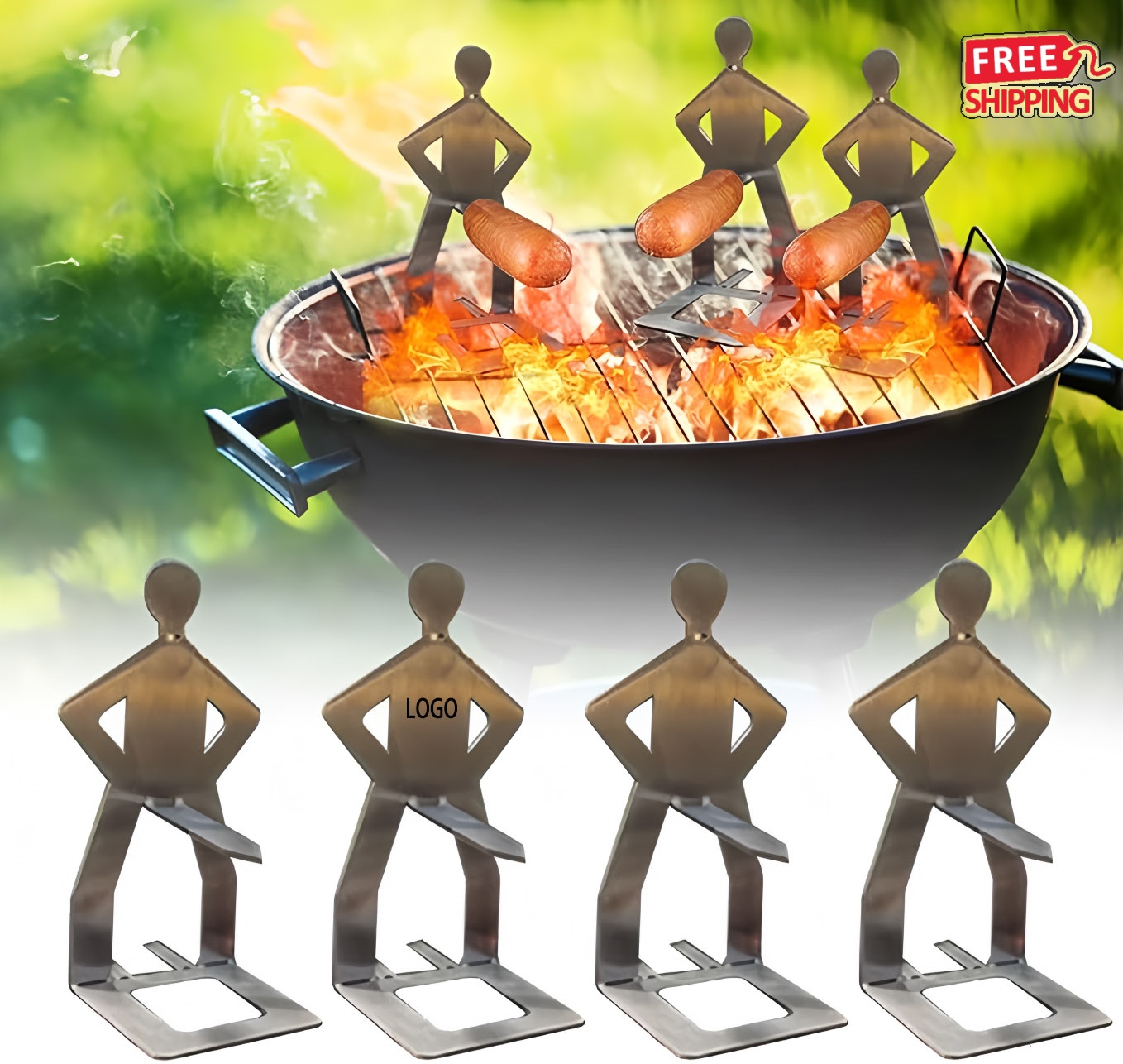 Stainless Steel BBQ Sausage Holder for Grilling Hot Dogs Camping and Outdoor Cooking 1