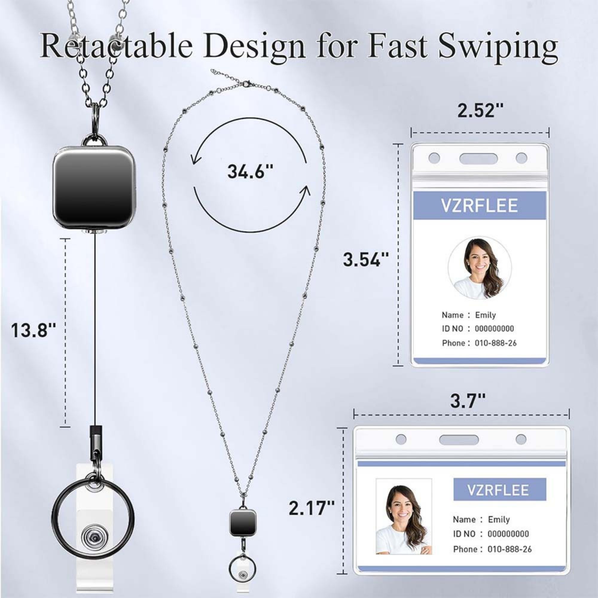 Retractable Badge Reel Lanyards With ID Holders 6