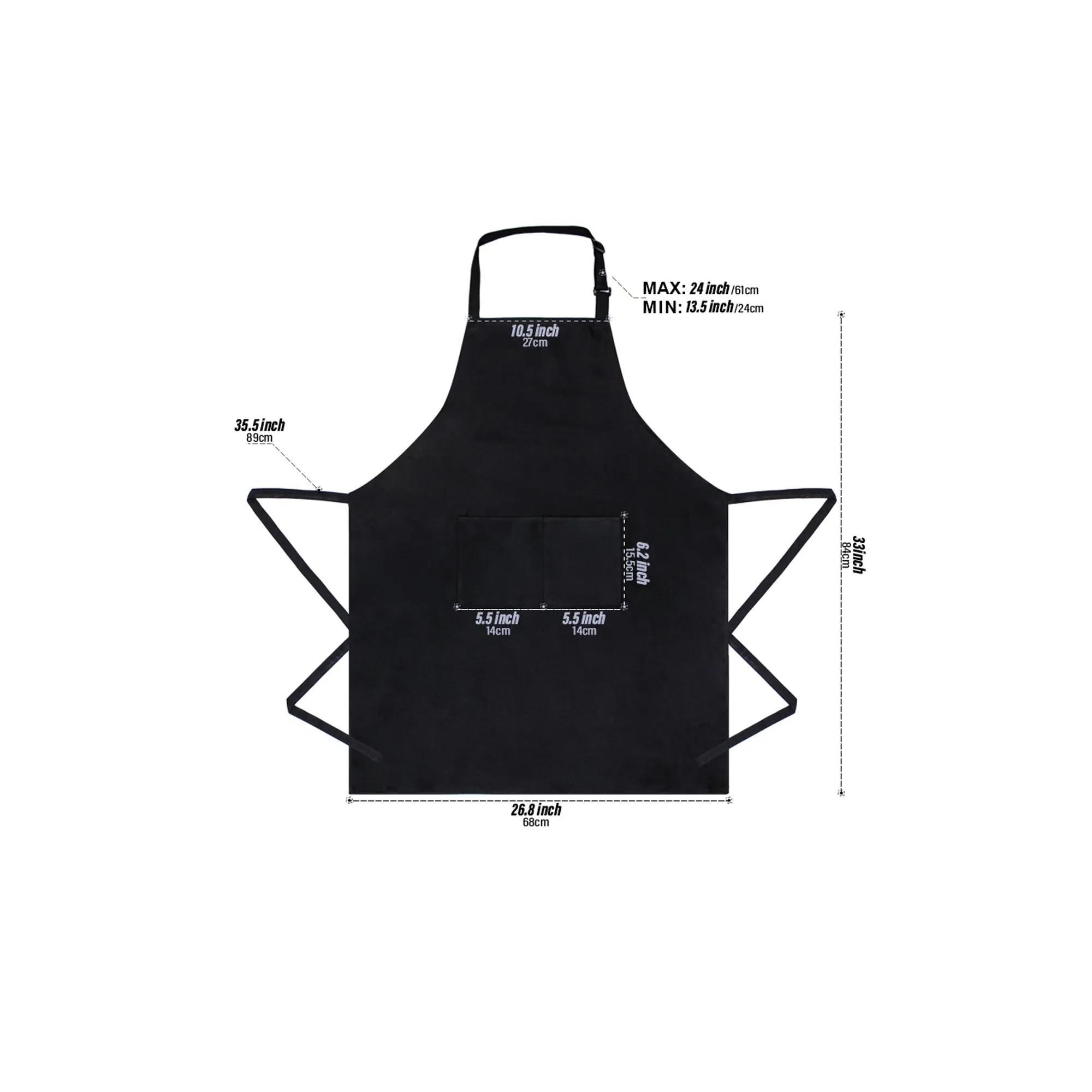 2 Pockets Adjustable Bib Apron 1