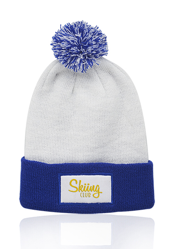 Fuji Two-Tone Patch Pompom Beanies 3