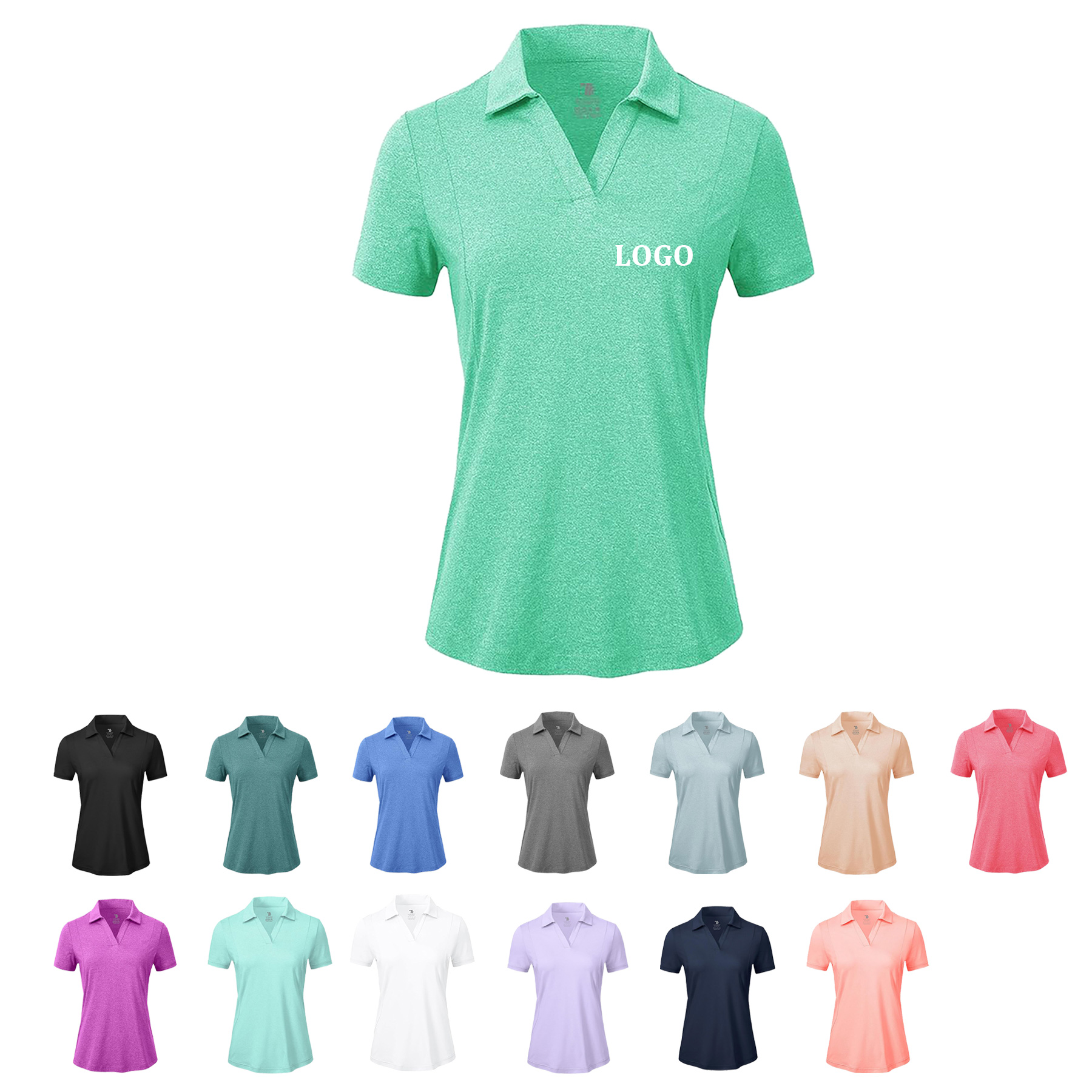 Women's V Neck Tennis Polo Shirt 2