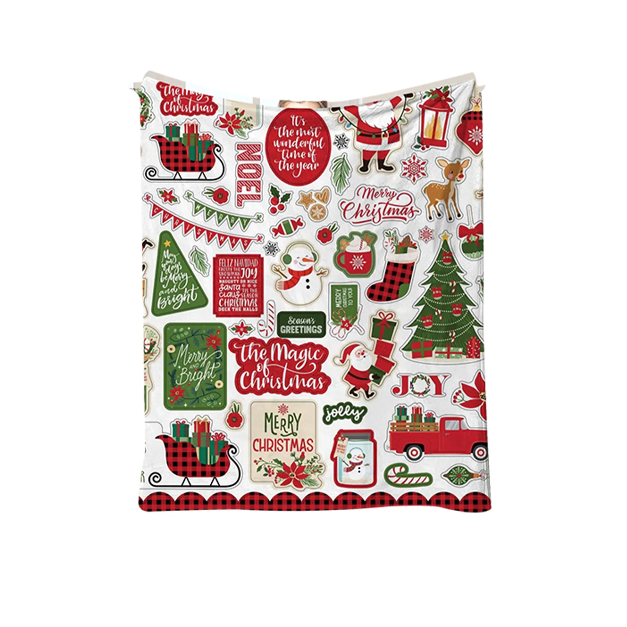 Customizable Pattern Christmas Cartoon Flannel Blanket (78.7 17