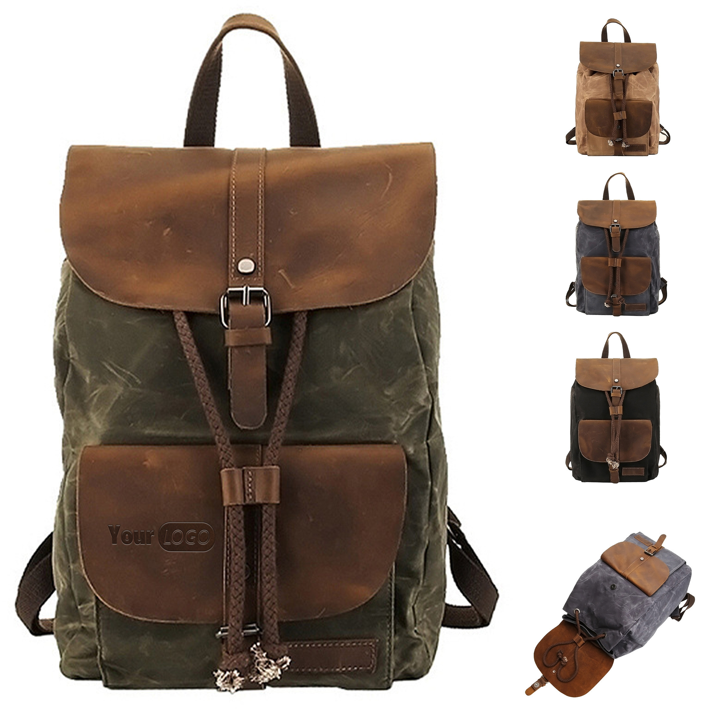 Cowhide Outdoor Men'S Waterproof Leisure Backpack 5