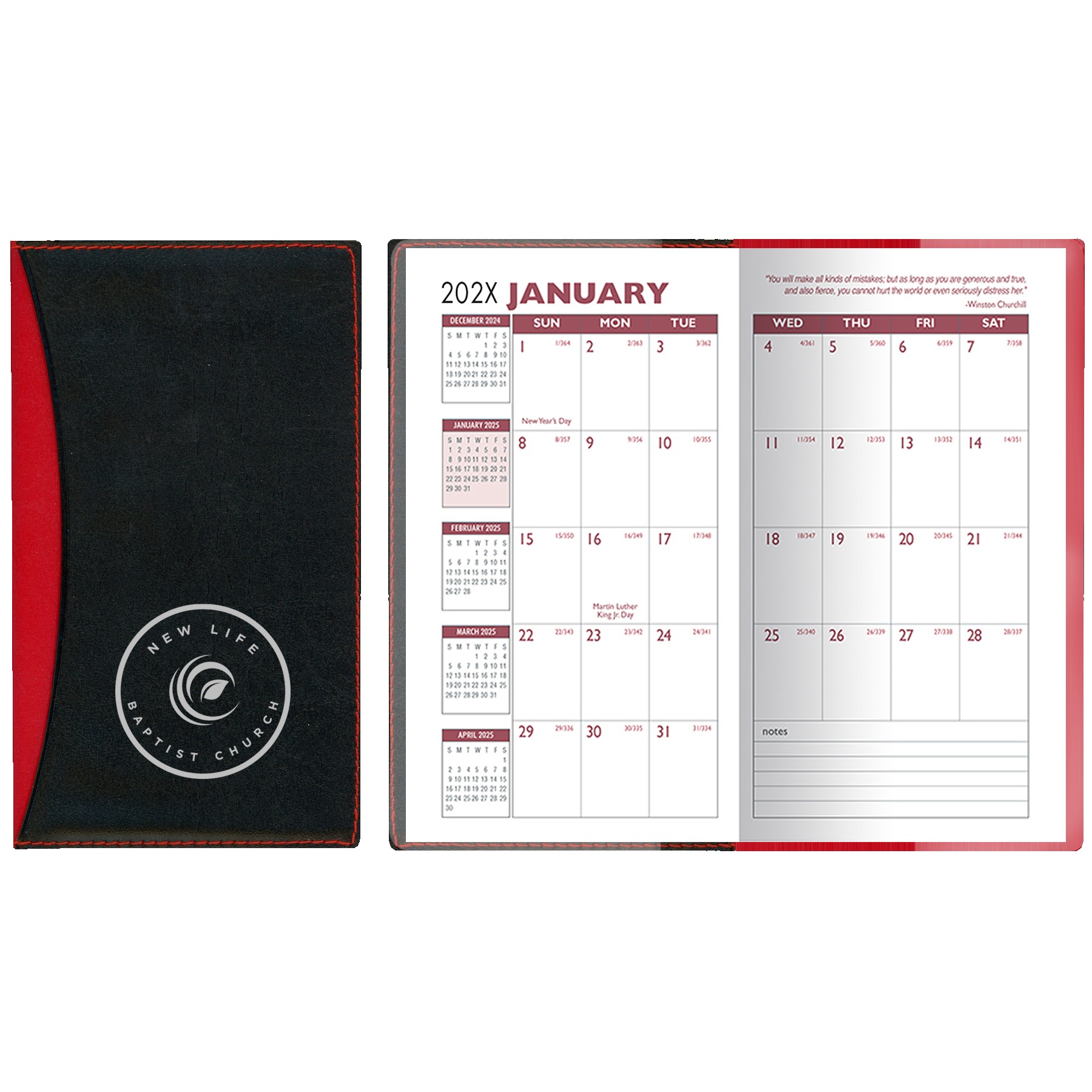 Soft Cover 2 Tone Vinyl Geneva Series Monthly Planner / 2 Color 2