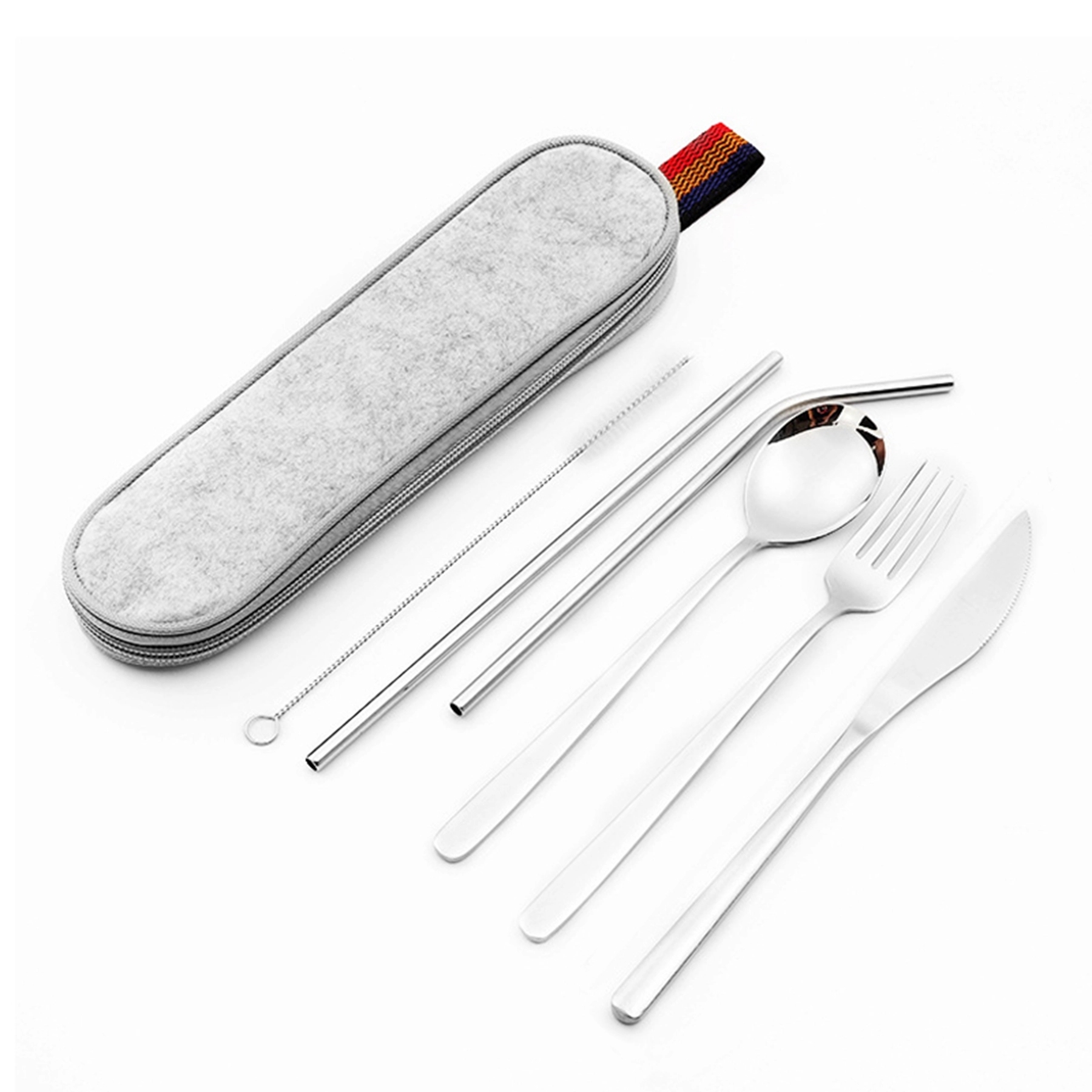Silver Stainless Steel Cutlery Set In Felt Bag 8