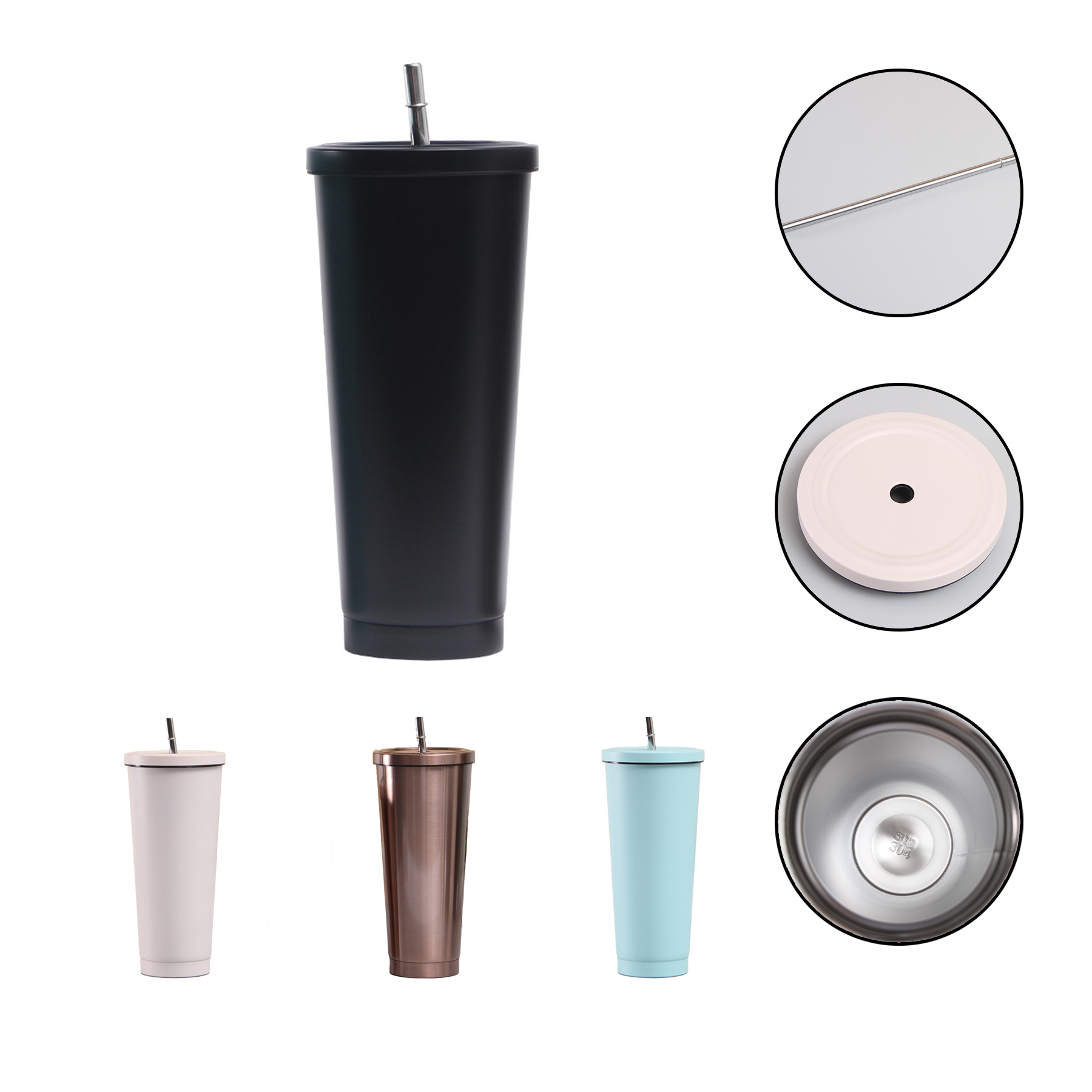 Stainless Steel Insulated Tumbler with Straw and Lid 2
