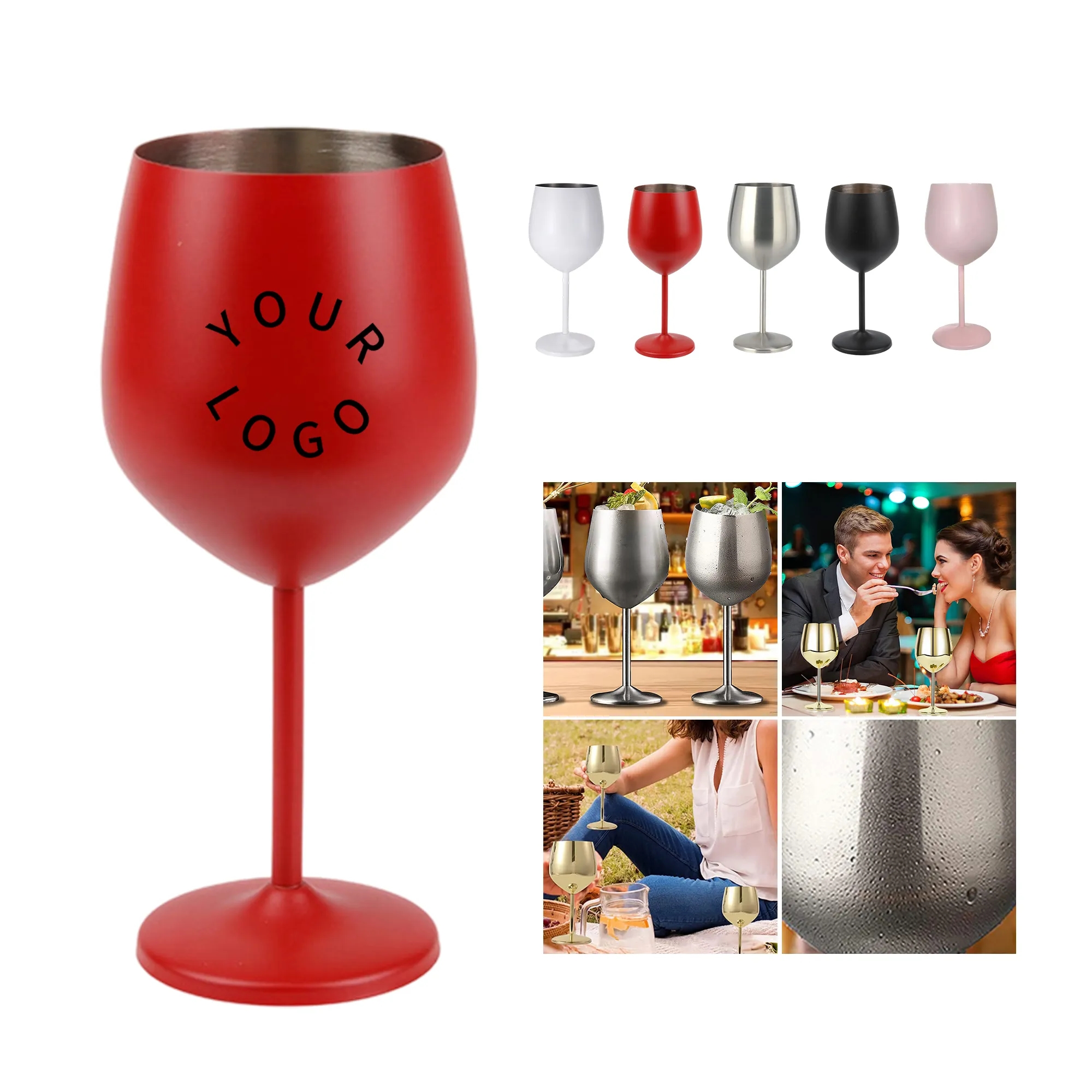 MOQ 50 18oz Single-Layer Stainless Steel Wine Goblet 1