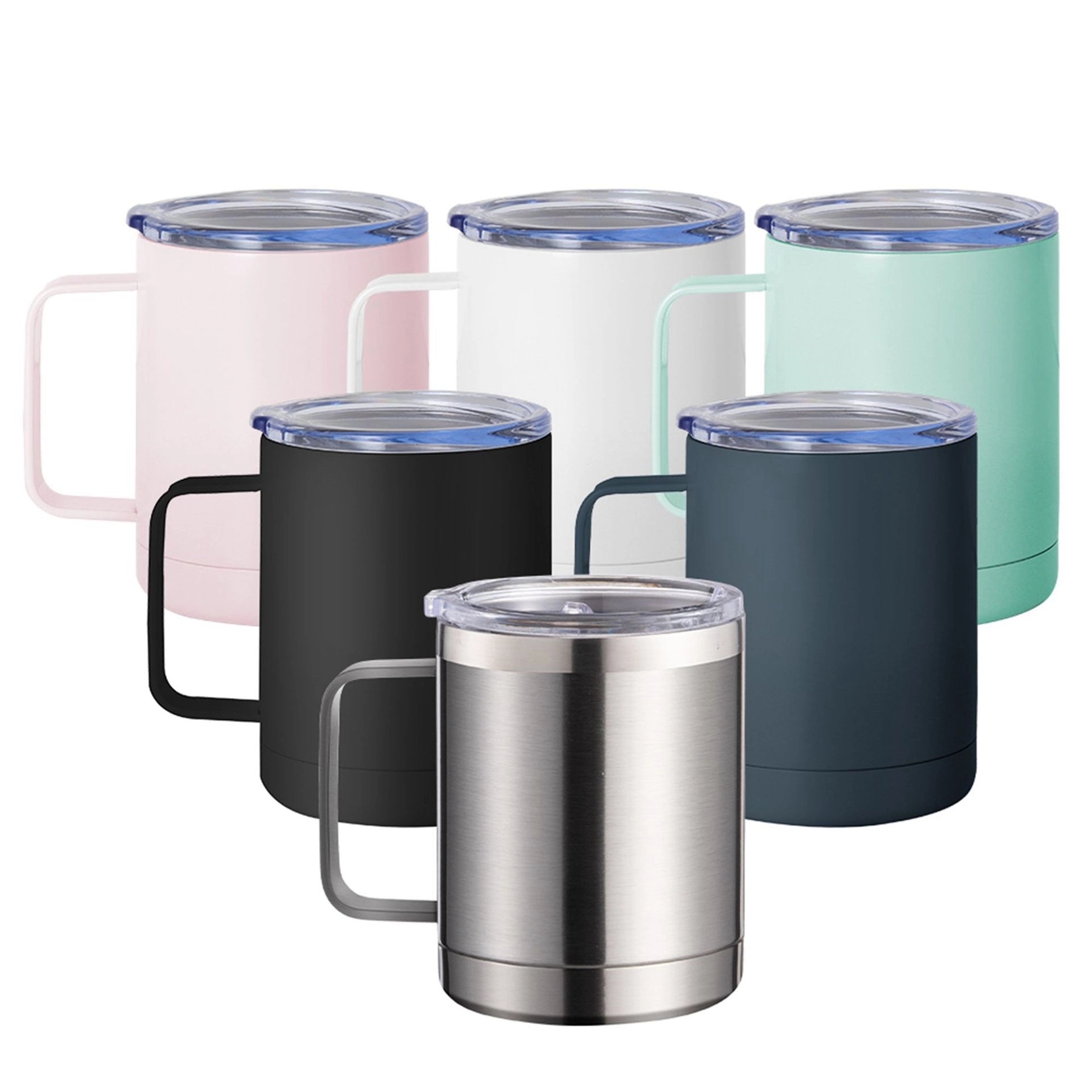 10 OZ. Double Wall Vacuum Coffee Mug with Handle & Lid 10
