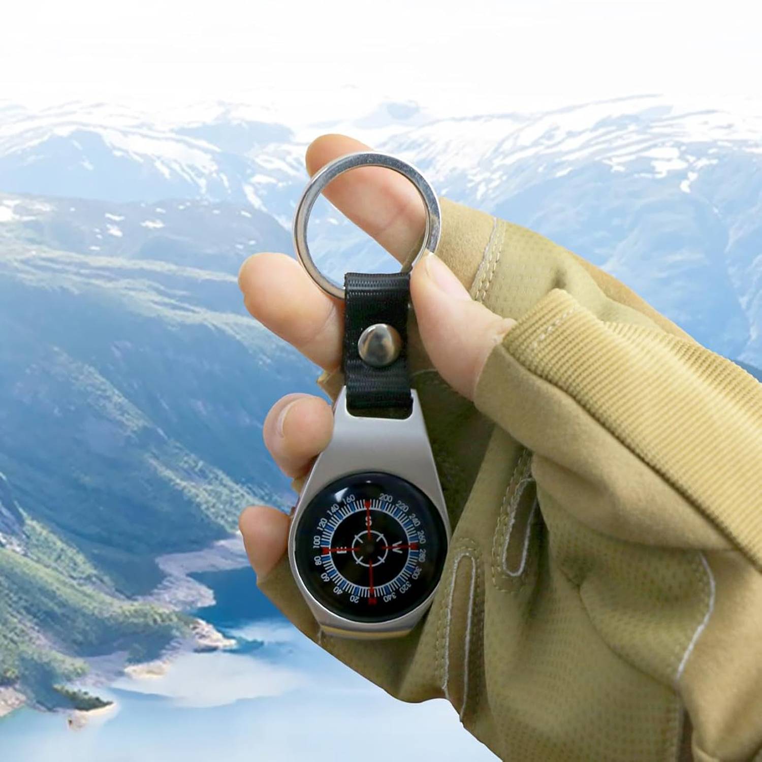 Outdoor Portable Compass Alloy HandheldPendant Key Chain 5