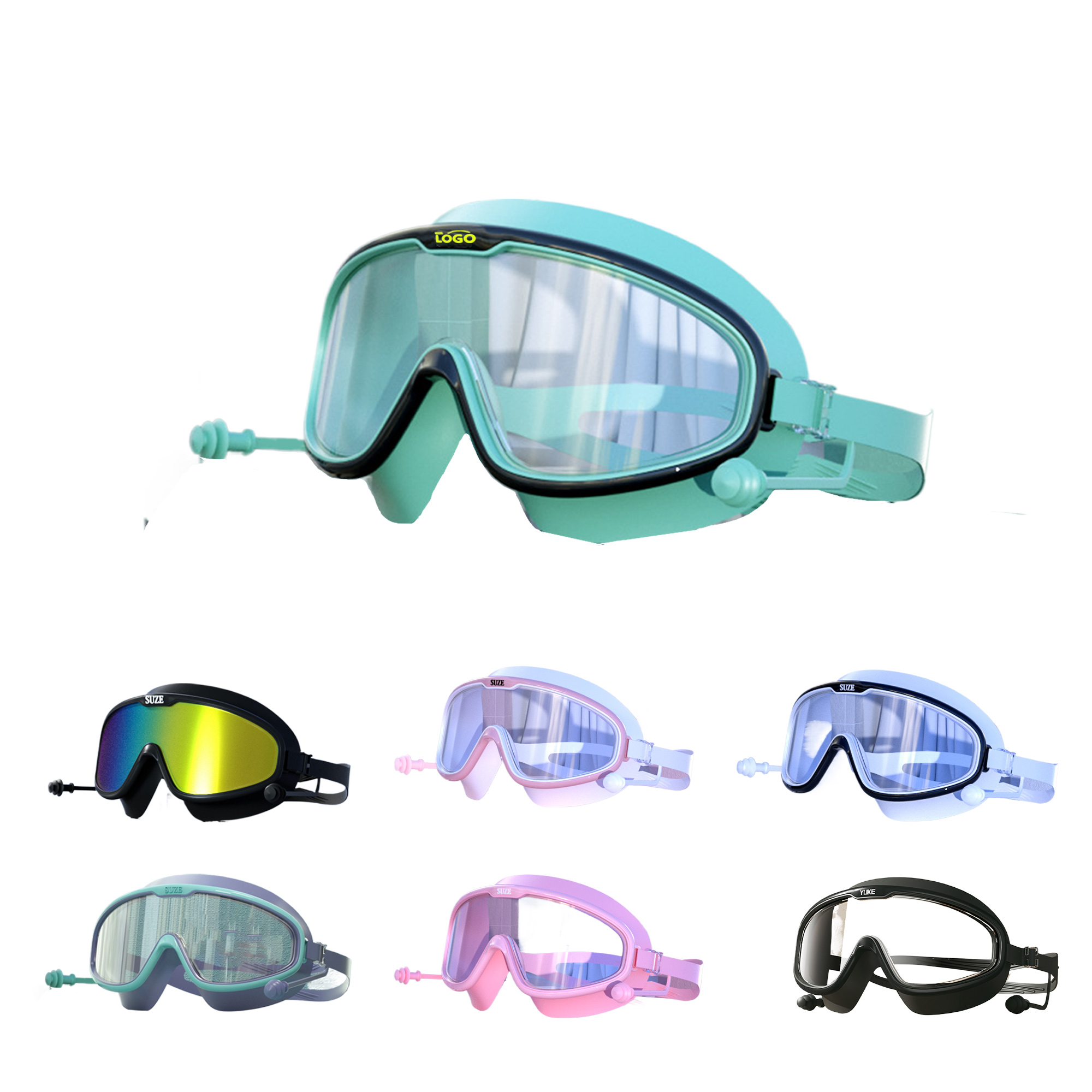 Large Frame Swimming Goggles With Earplugs 1