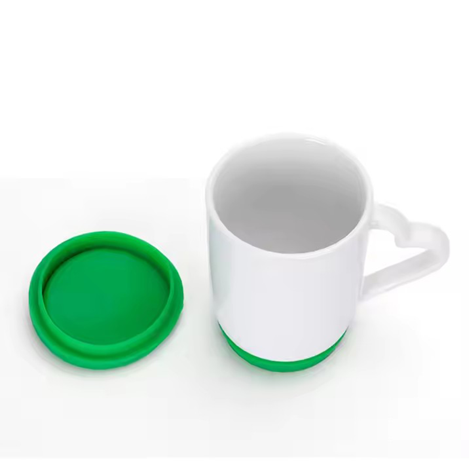 11oz ceramic Blank white mugs w/ silicone cover and bottom 3