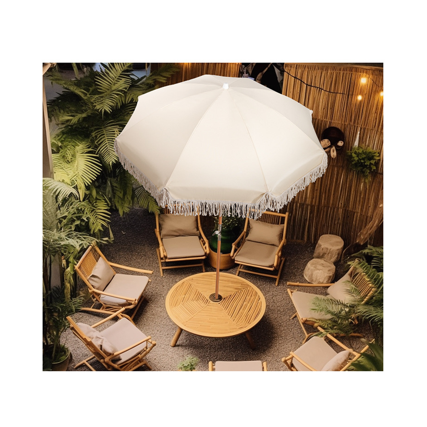 Adjustable Sunshade Beach Tassel Umbrella 5