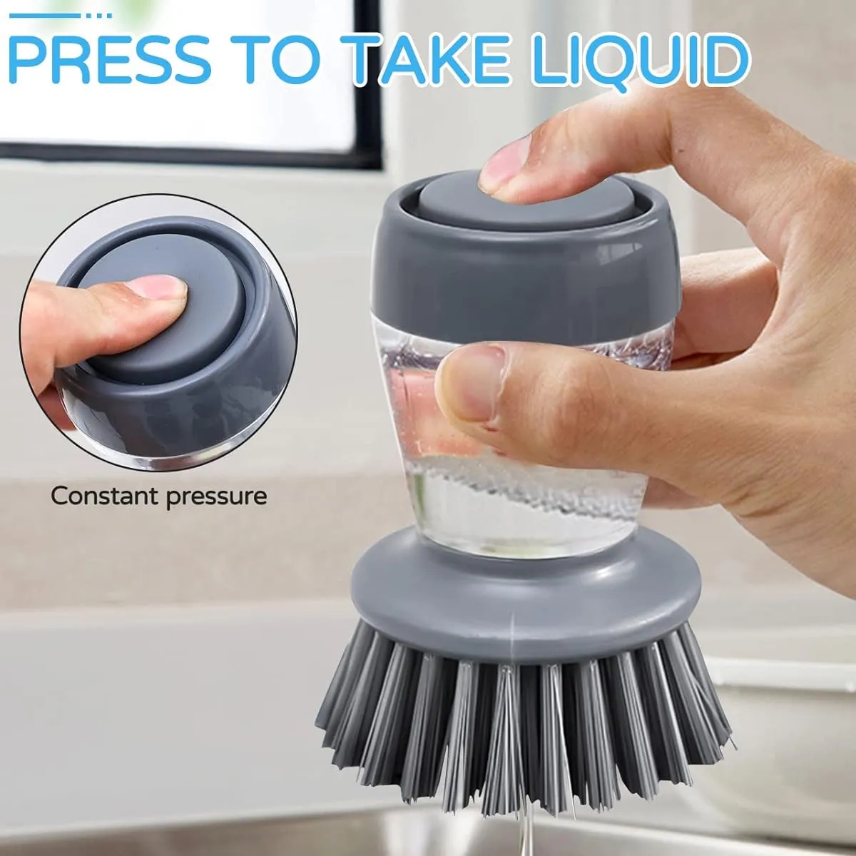 Kitchen Water Sprayed Cleaning Scrub Brush 4