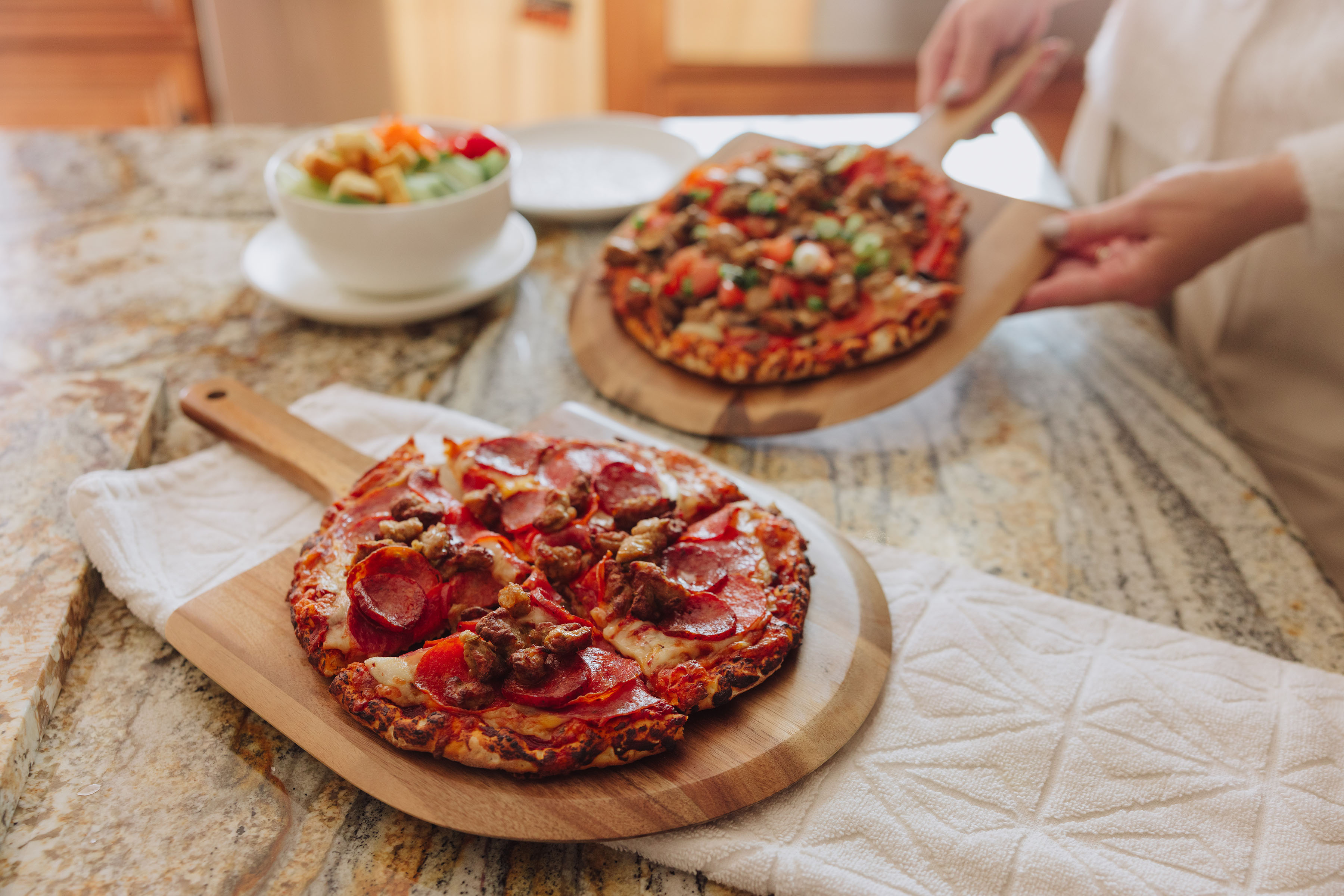 Acacia Personal Pizza Peel Serving Board Paddle Set of 2 2