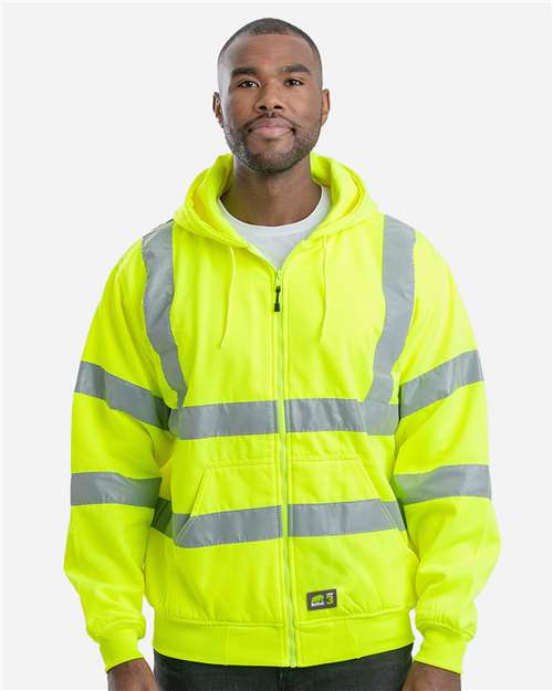Men's Berne Hi-Vis Class 3 Lined Hooded Sweatshirt - HVF021 6