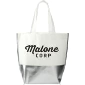 Large Laminated Metallic Bottom Tote 1