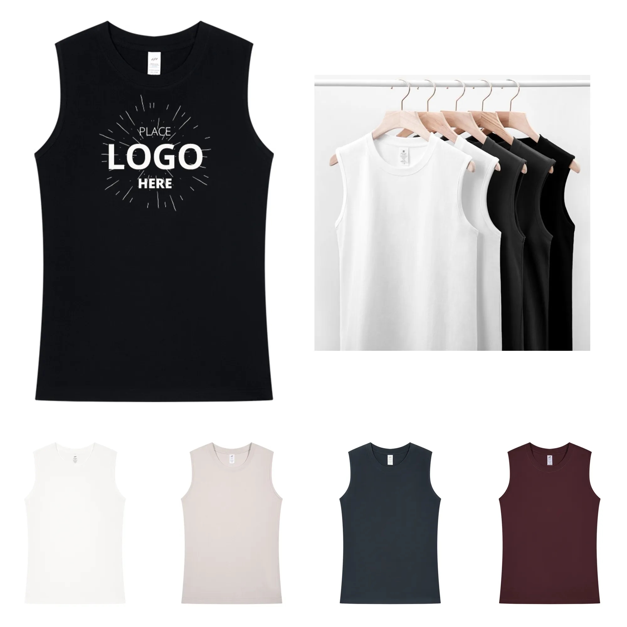 Knit Cotton Sleeveless T-Shirt 1
