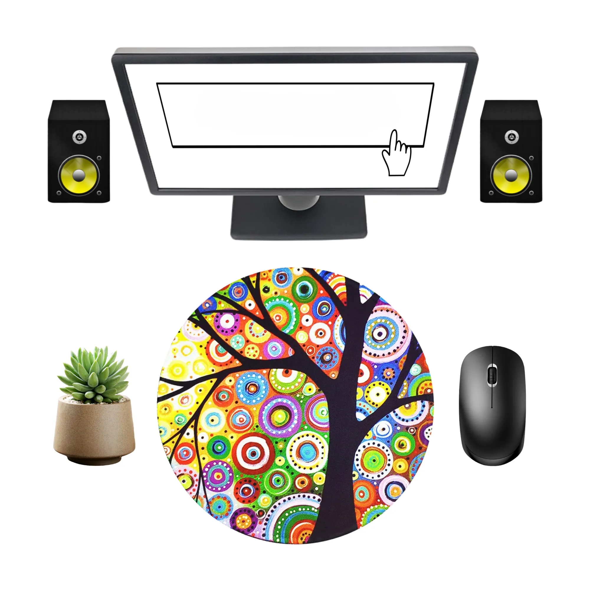 MOQ 50 Pricebuster 8" x 1/8" Stitched Edge Round Mouse Pad 3