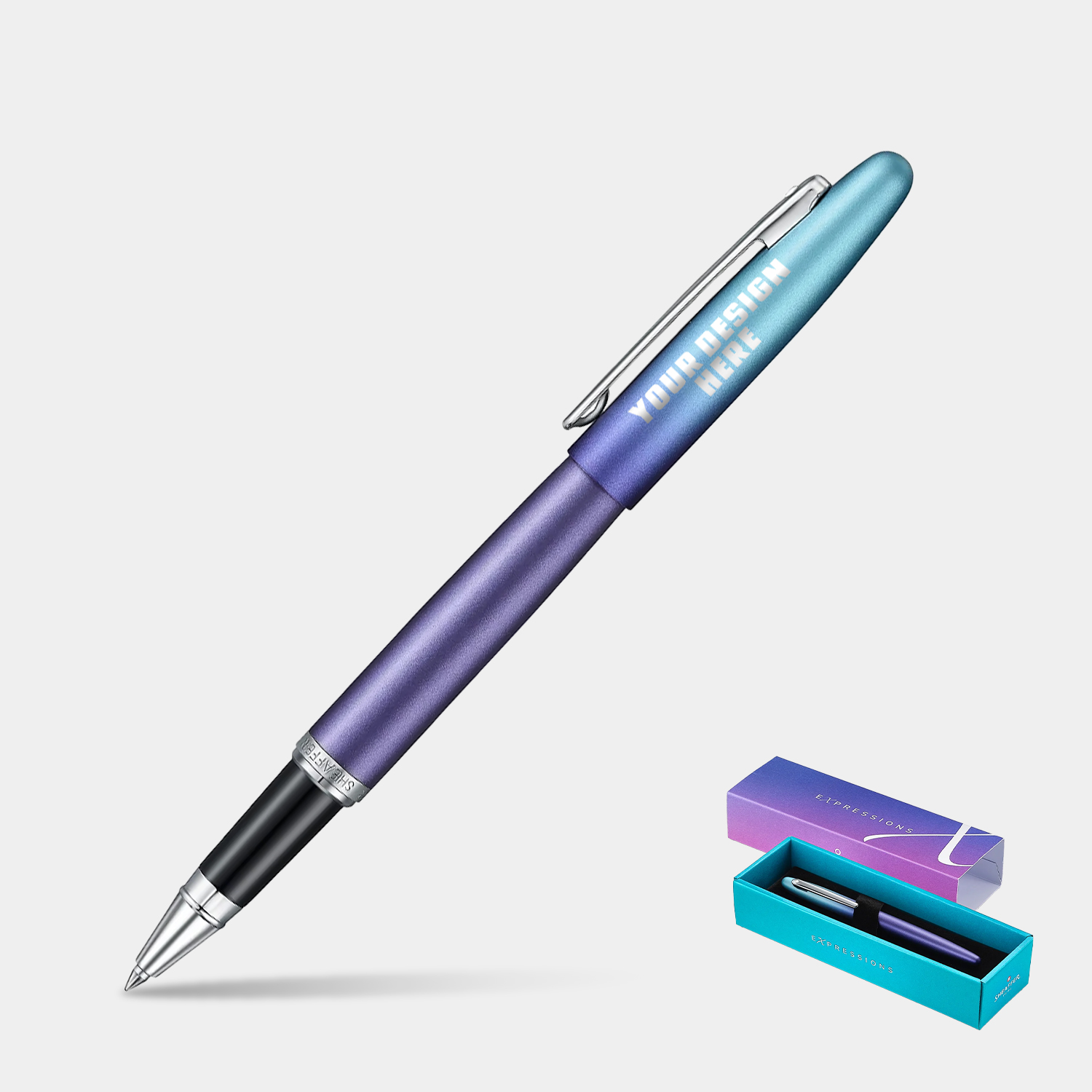 SHEAFFER® VFM 9430 Expressions Blue and Purple Pearlised Gradient Rollerball Pen w/ Gift Box 1