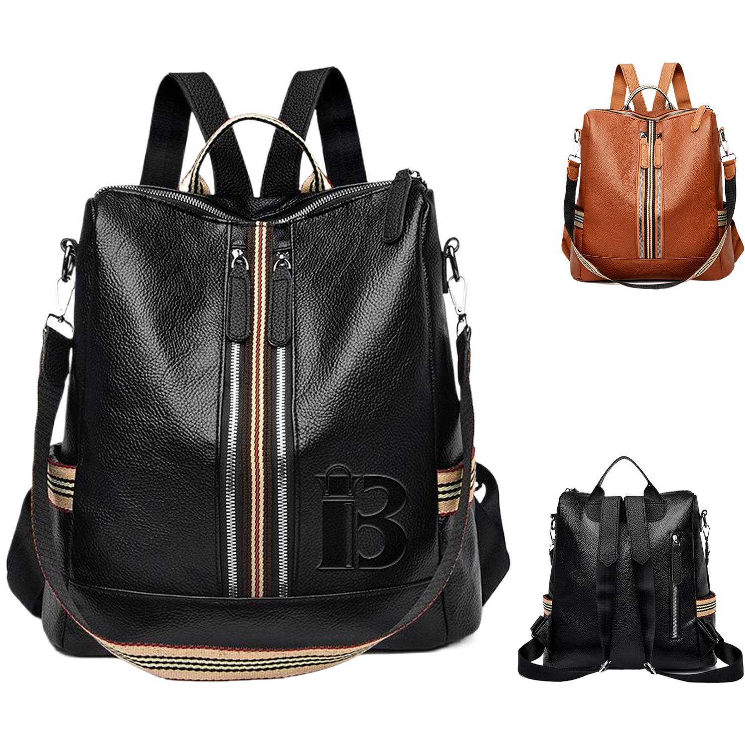 Adjustable Strap PU Leather Women Retro Backpack 5