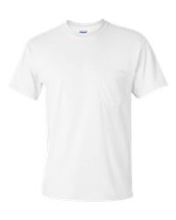 Embroidered G8300 50/50 White T-shirt with Pocket 1
