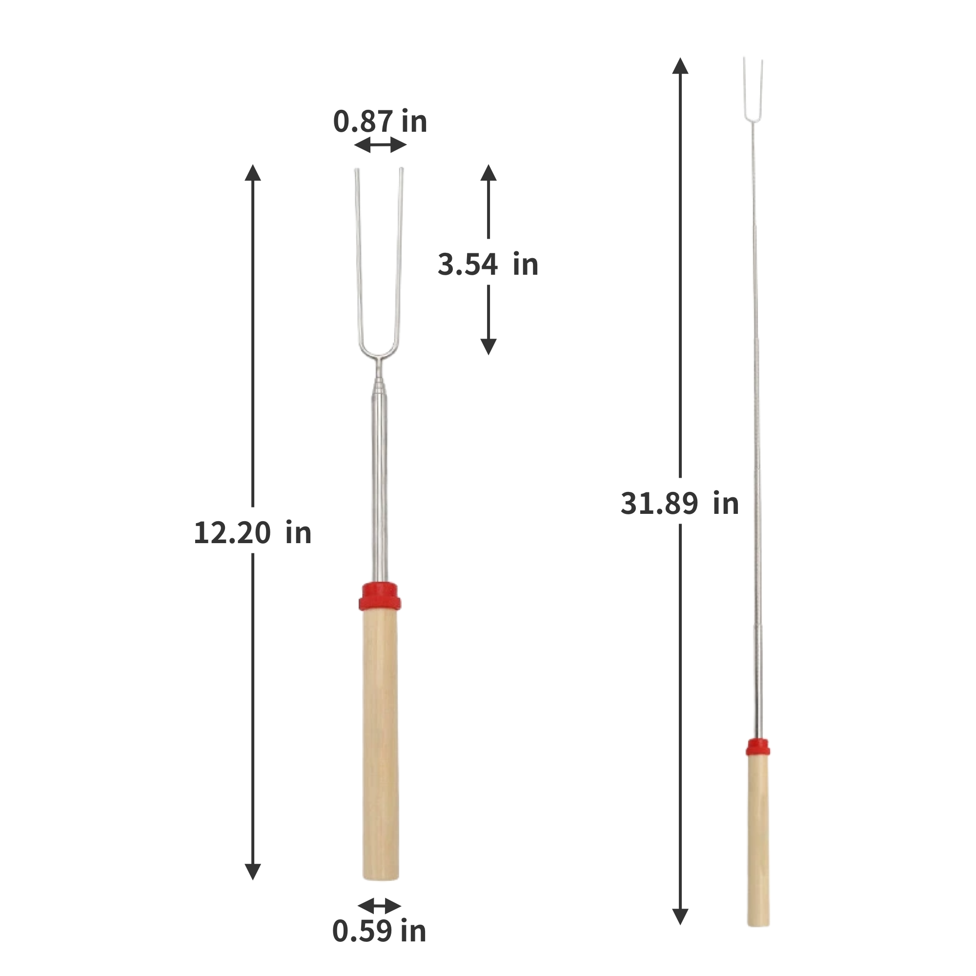 Food-Grade 304 Stainless Retractable BBQ Fork 2