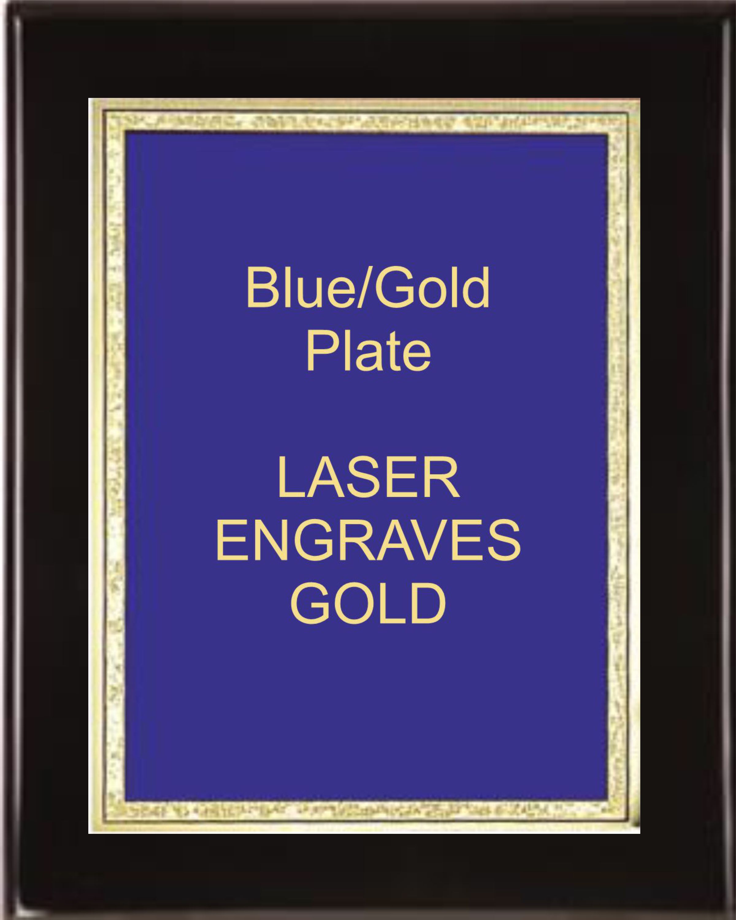 8" x 10" Black Premium Piano Finish Plaque with a Blue Florentine Plate 2