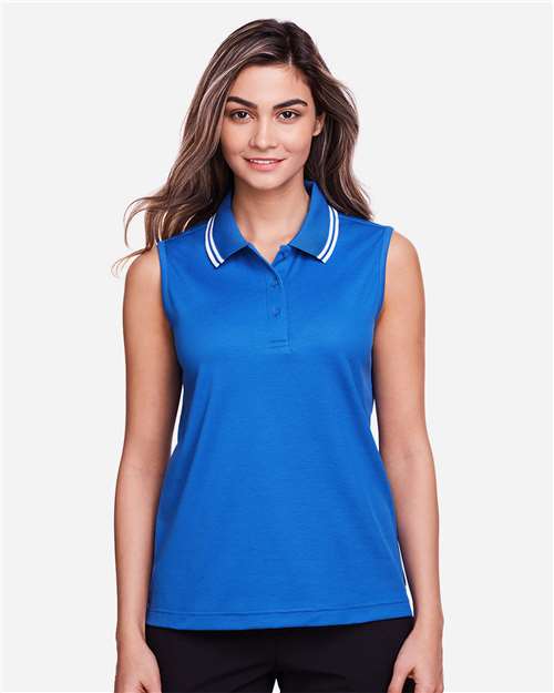 Women's CrownLux Performance® Plaited Tipped Sleeveless Polo - DG20SW 22