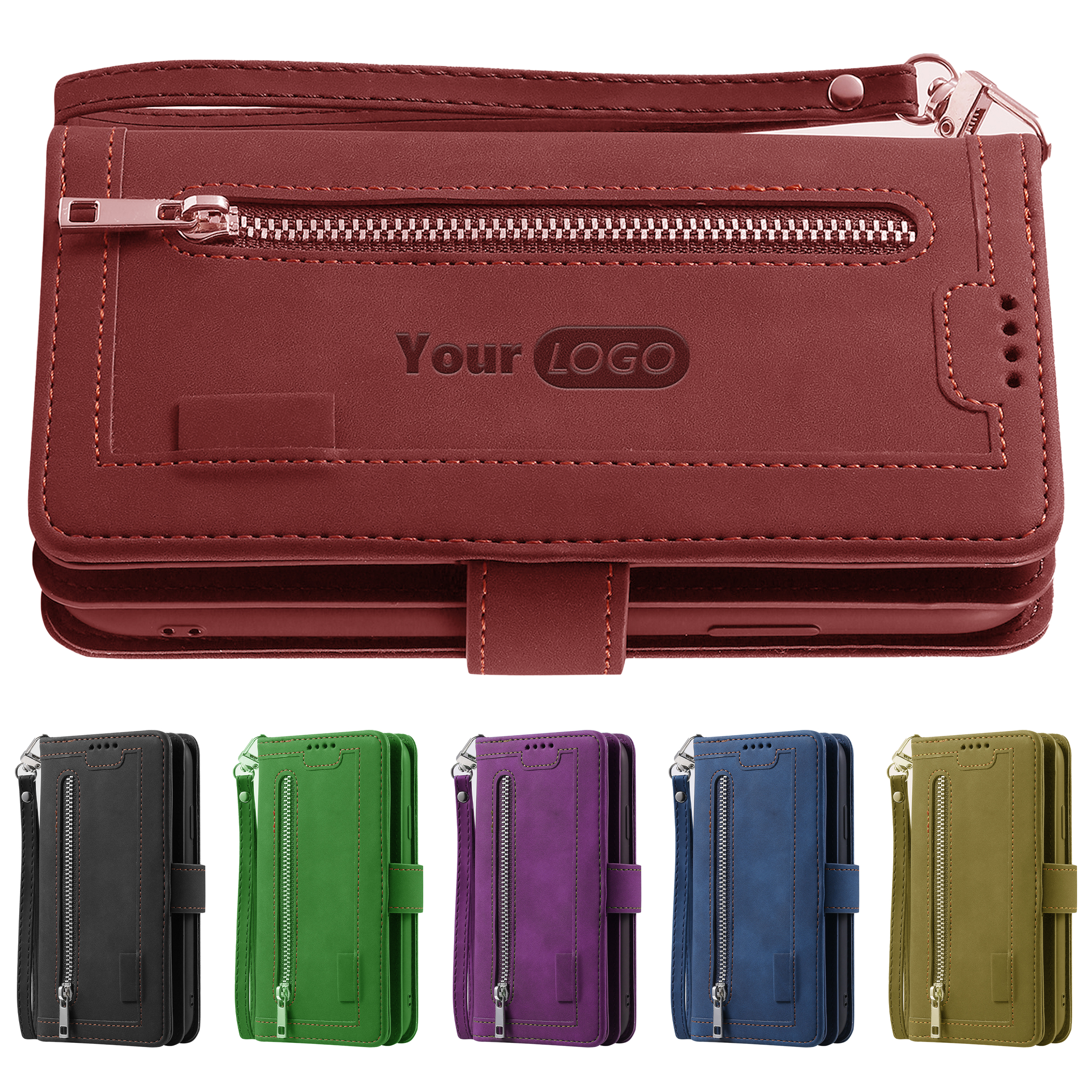 Leather All-In-One Phone Case With Wallet And Zippered Coin Pocket 5