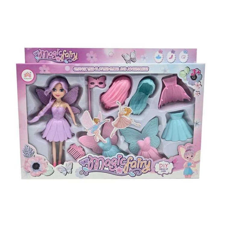 Fairy Dress-Up Doll with Changeable Outfits and Wings 7" 2