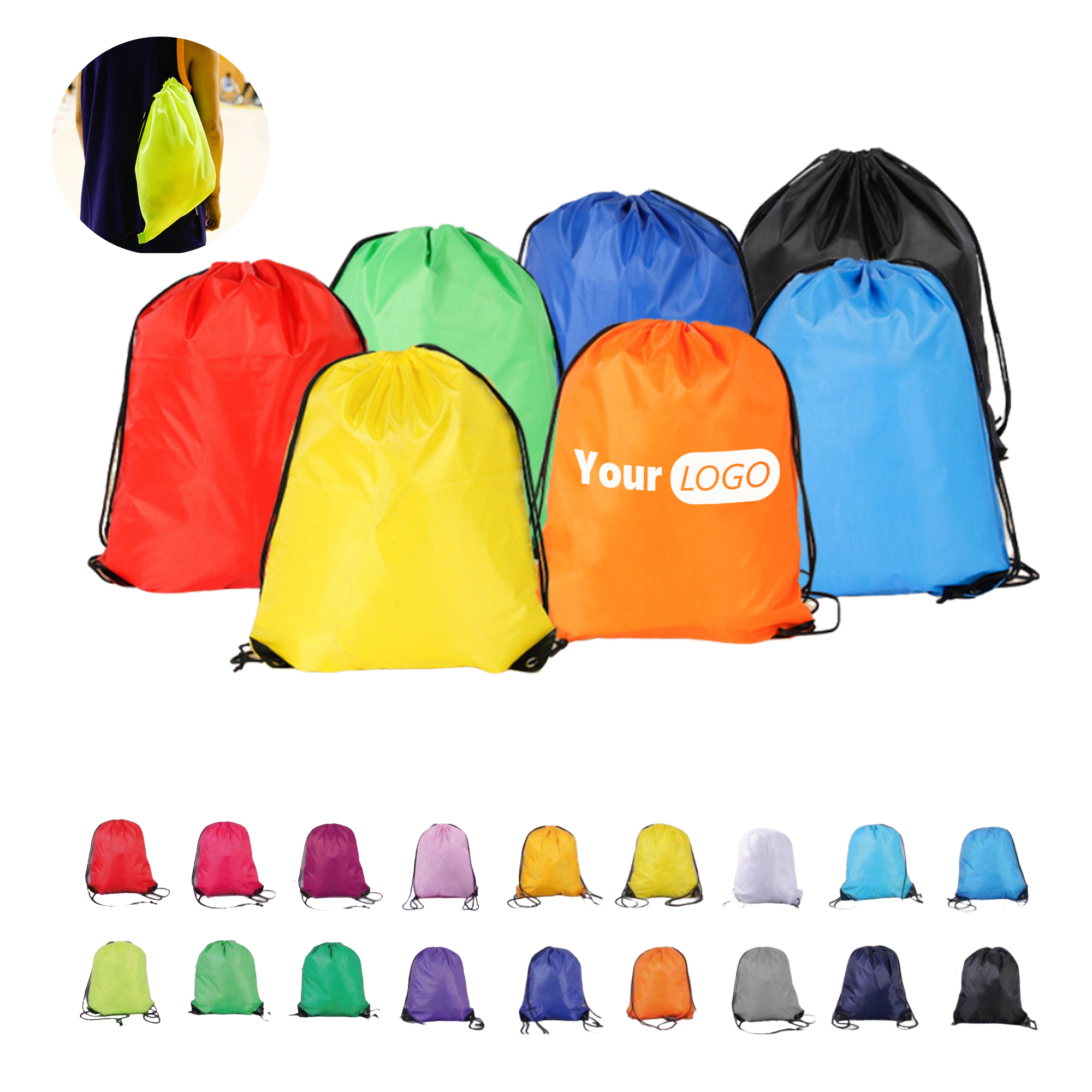 210D Polyester Cinch Backpack Drawstring Bag 16" x 13" 4
