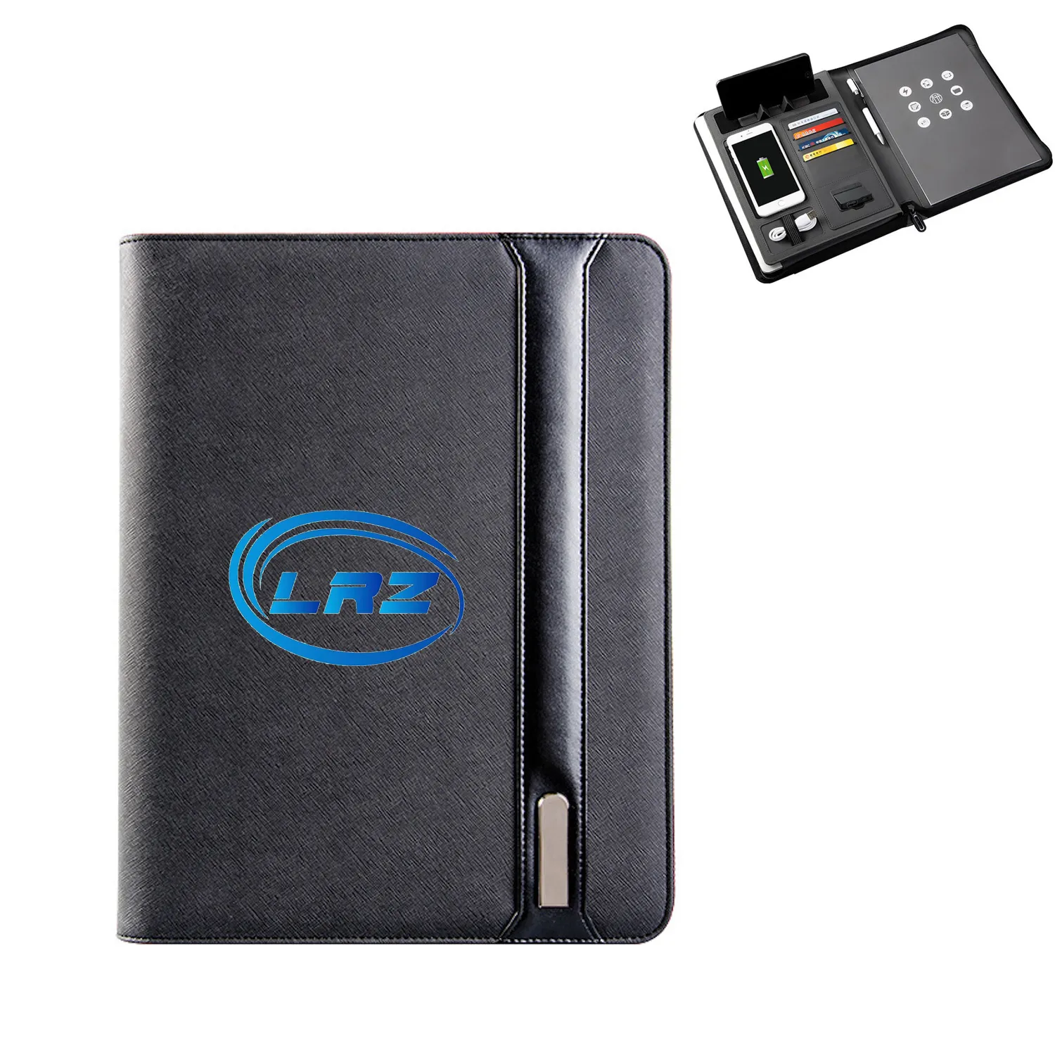 A4 Waterproof Padfolio Leather Folder with Power Bank 3